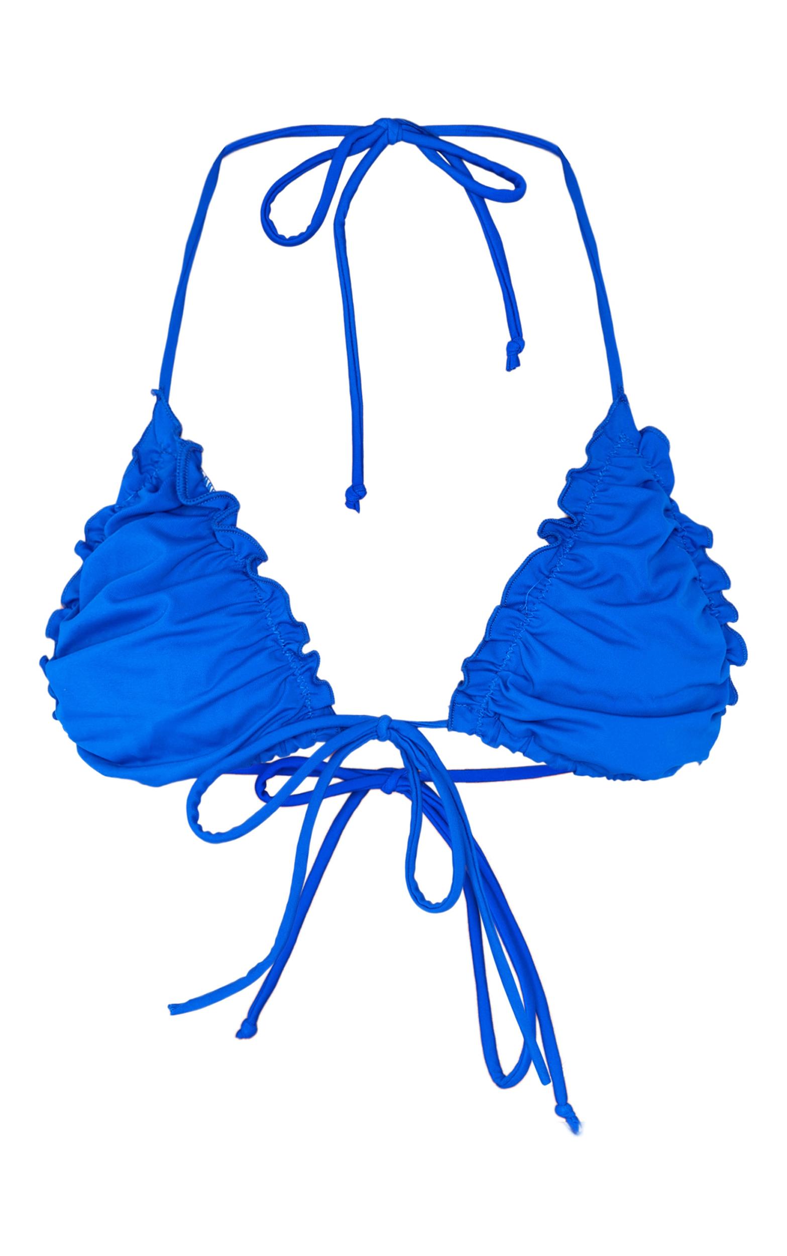 Cobalt Frill Edge Detail Tie Front Bikini Top Product Image