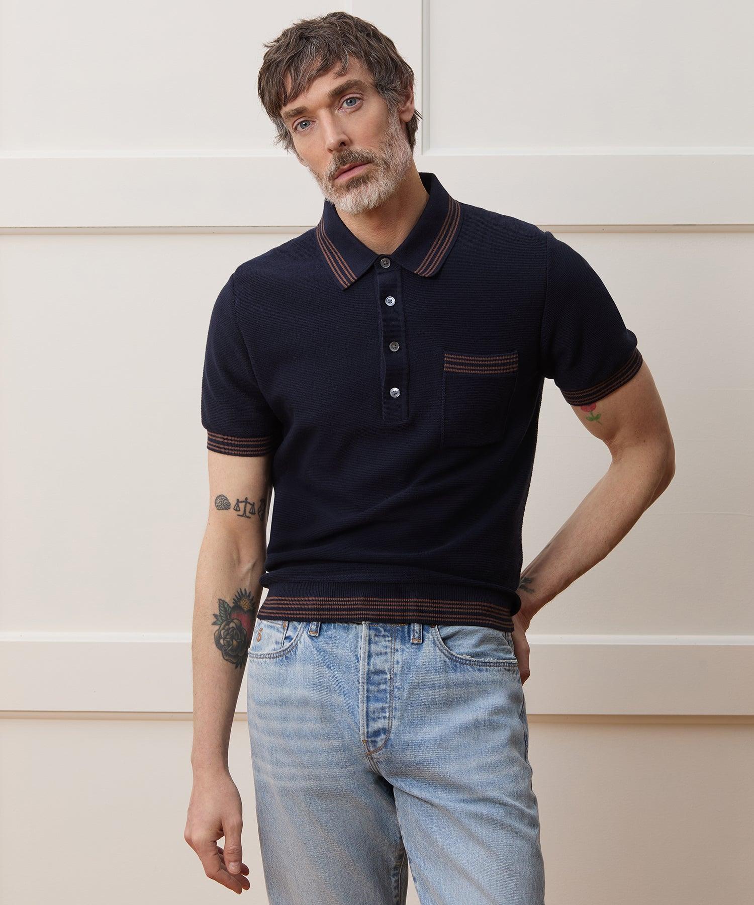 Tipped Waffle Sweater Polo Product Image