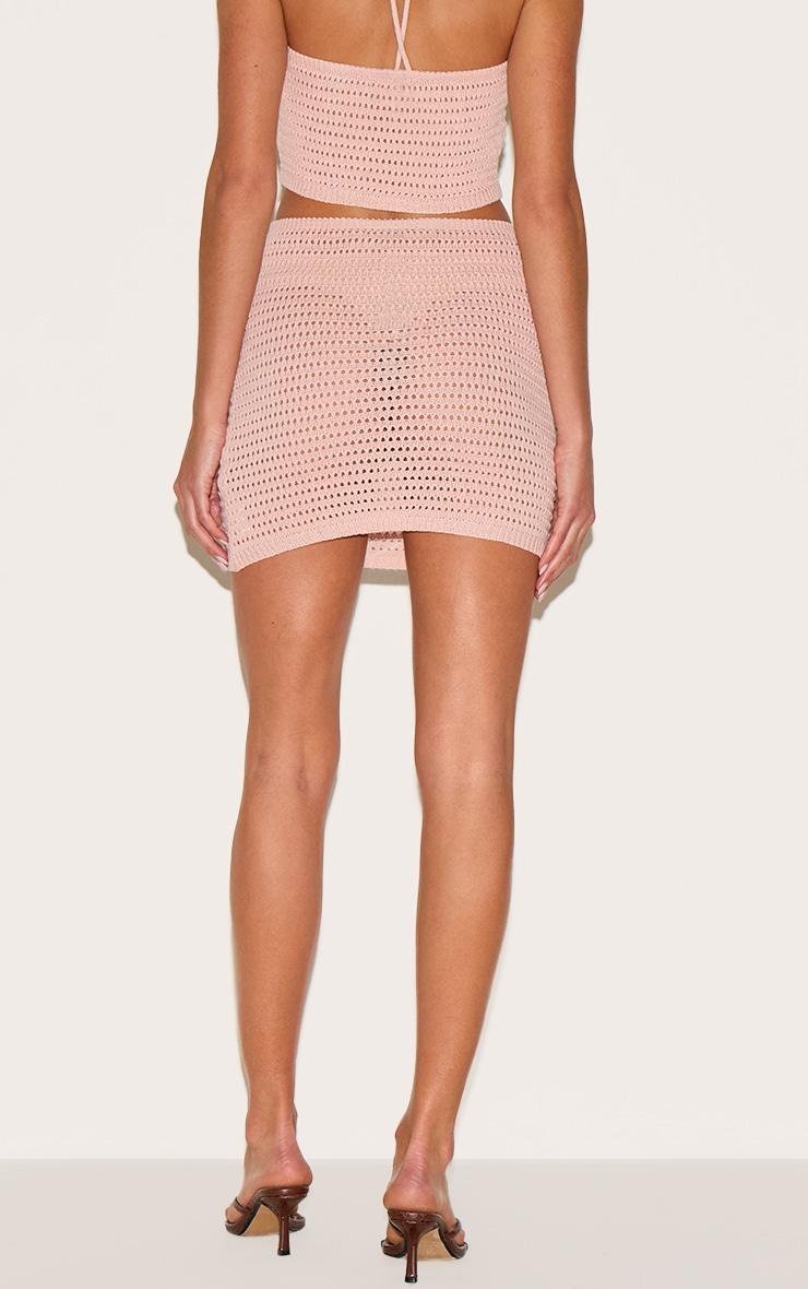 Dusty Pink Flower Applique Crochet Mini Skirt Product Image