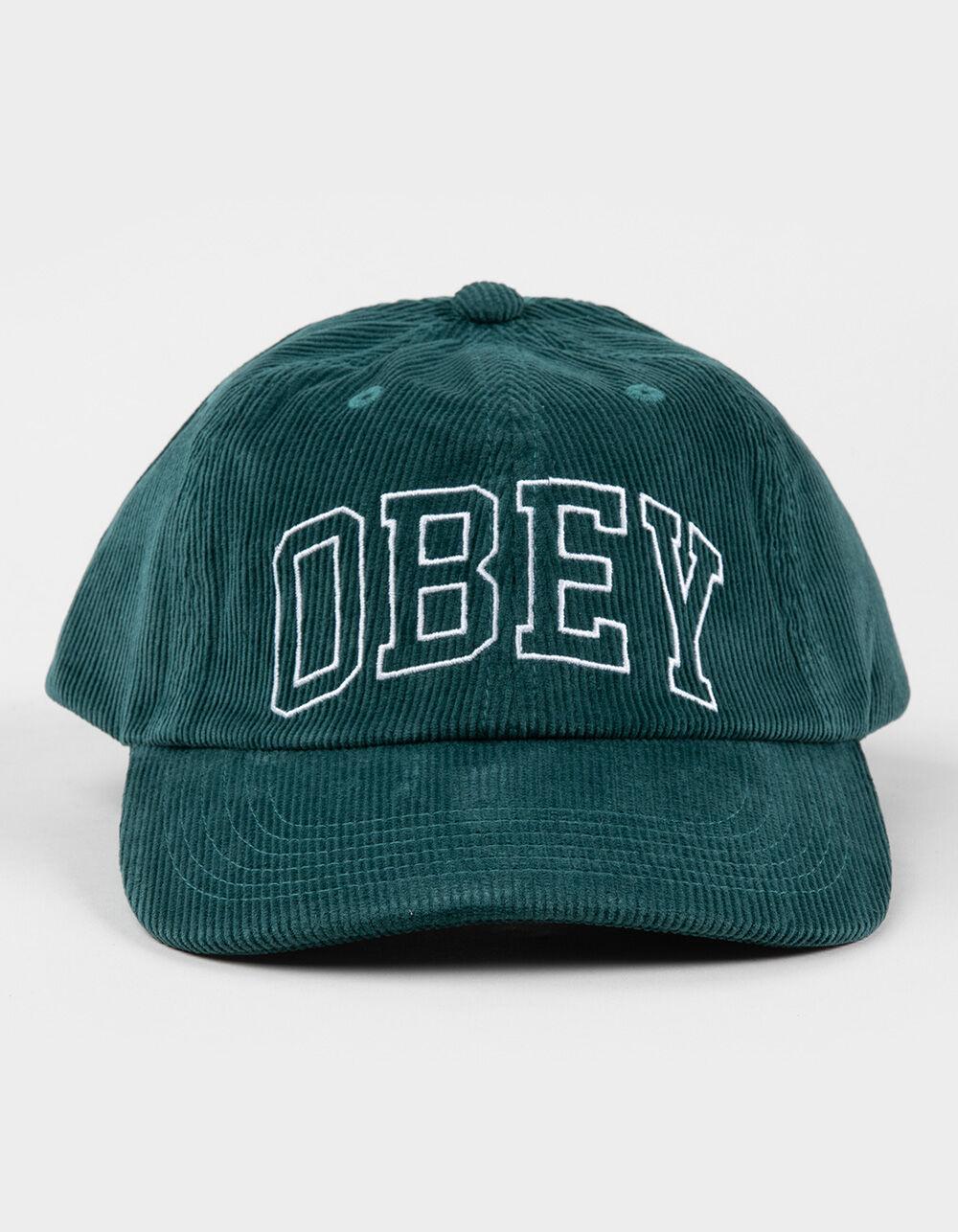 OBEY University 6 Panel Corduroy Strapback Hat - BLACK Product Image