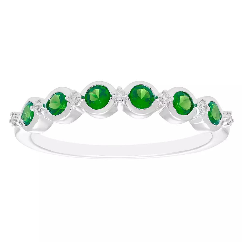 Boston Bay Diamonds Sterling Silver Gemstone & 1/10 Carat T.W. Diamond Stacking Ring, Women's,  Product Image