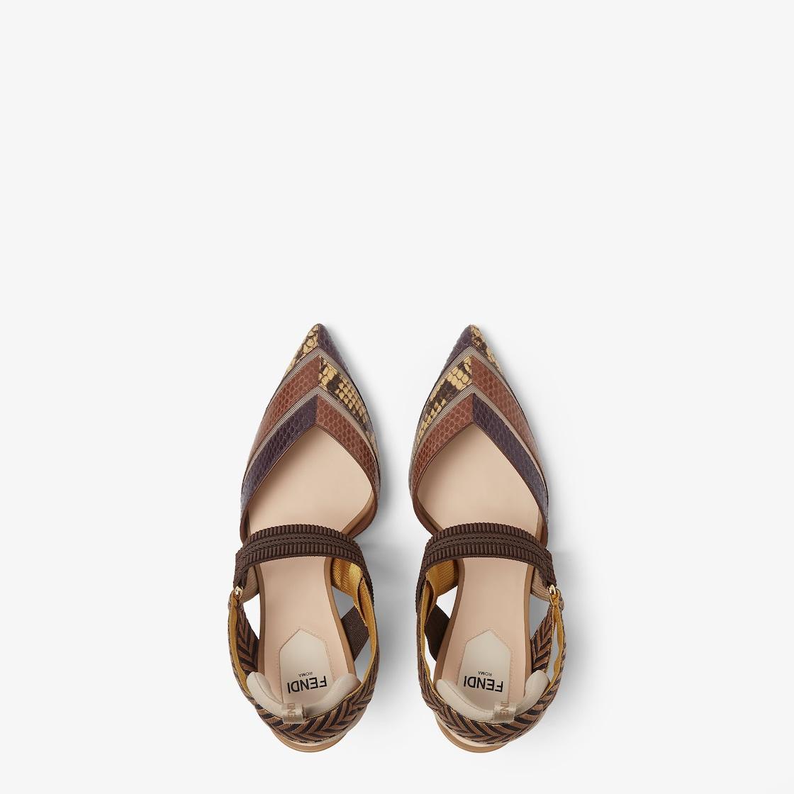 ColibrìHigh-heeled mesh and multicolor ayers leather slingbacks Product Image