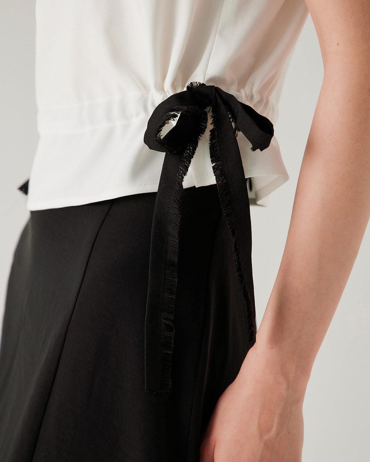 White Contrast Square Neck Tank Top Product Image