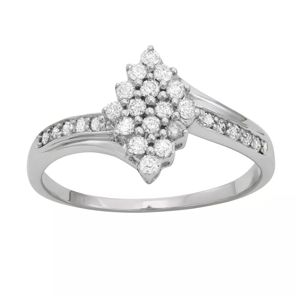 10k White Gold 1/3 Carat T.W. Diamond Cocktail Ring, Women's, Size: 5 Product Image
