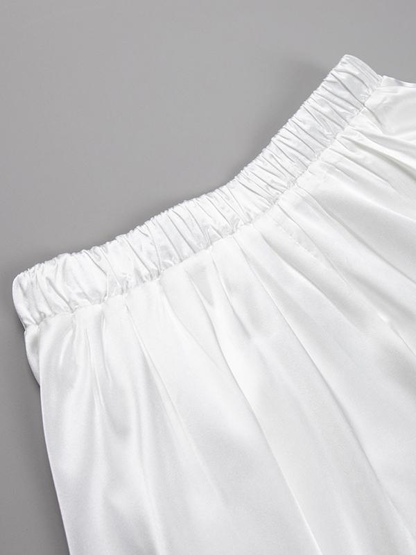 Satin High Rise A-line Midi Skirt Product Image