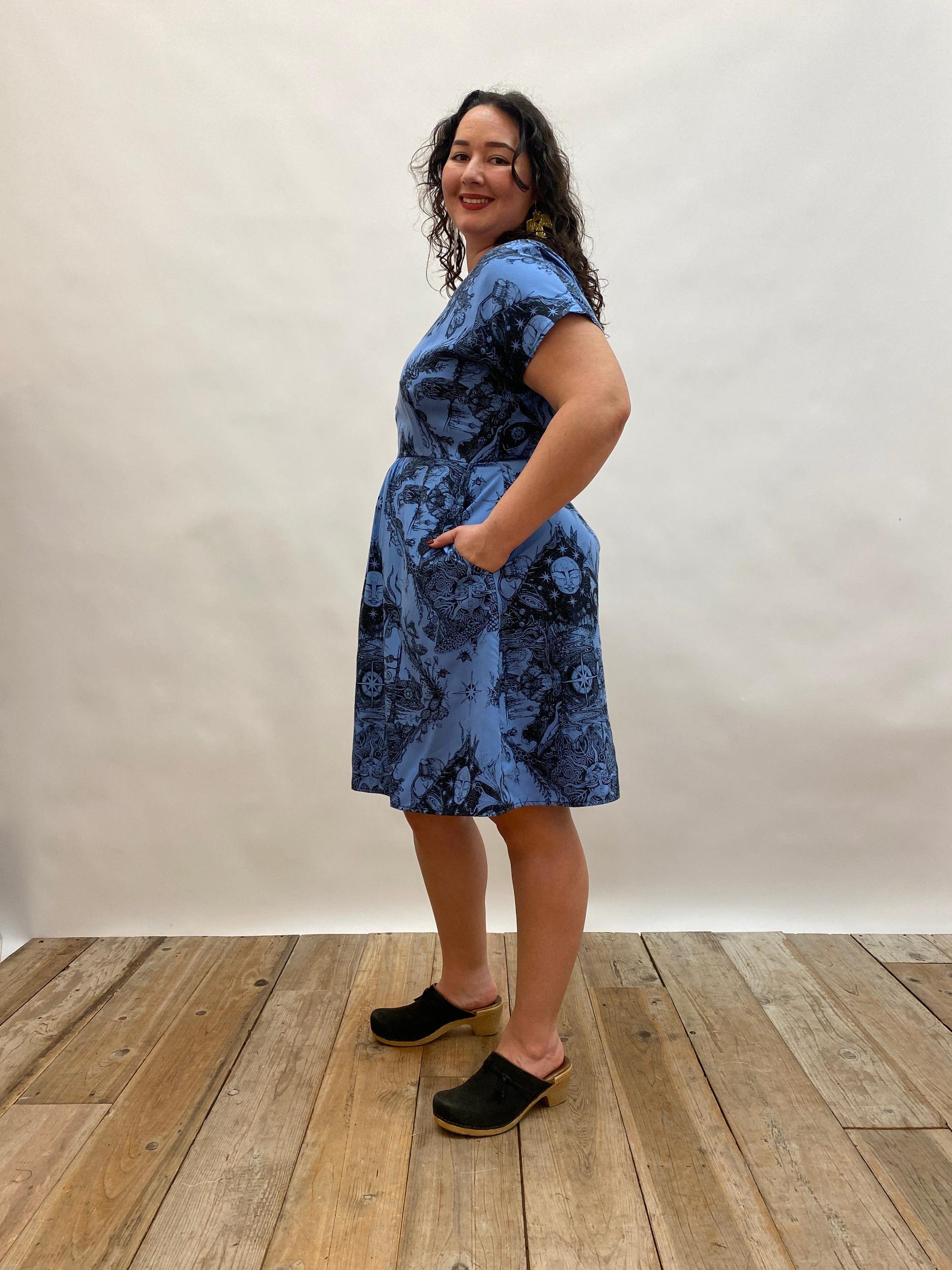 Dolman Dress in Earth Worship in Ocean Blue Product Image
