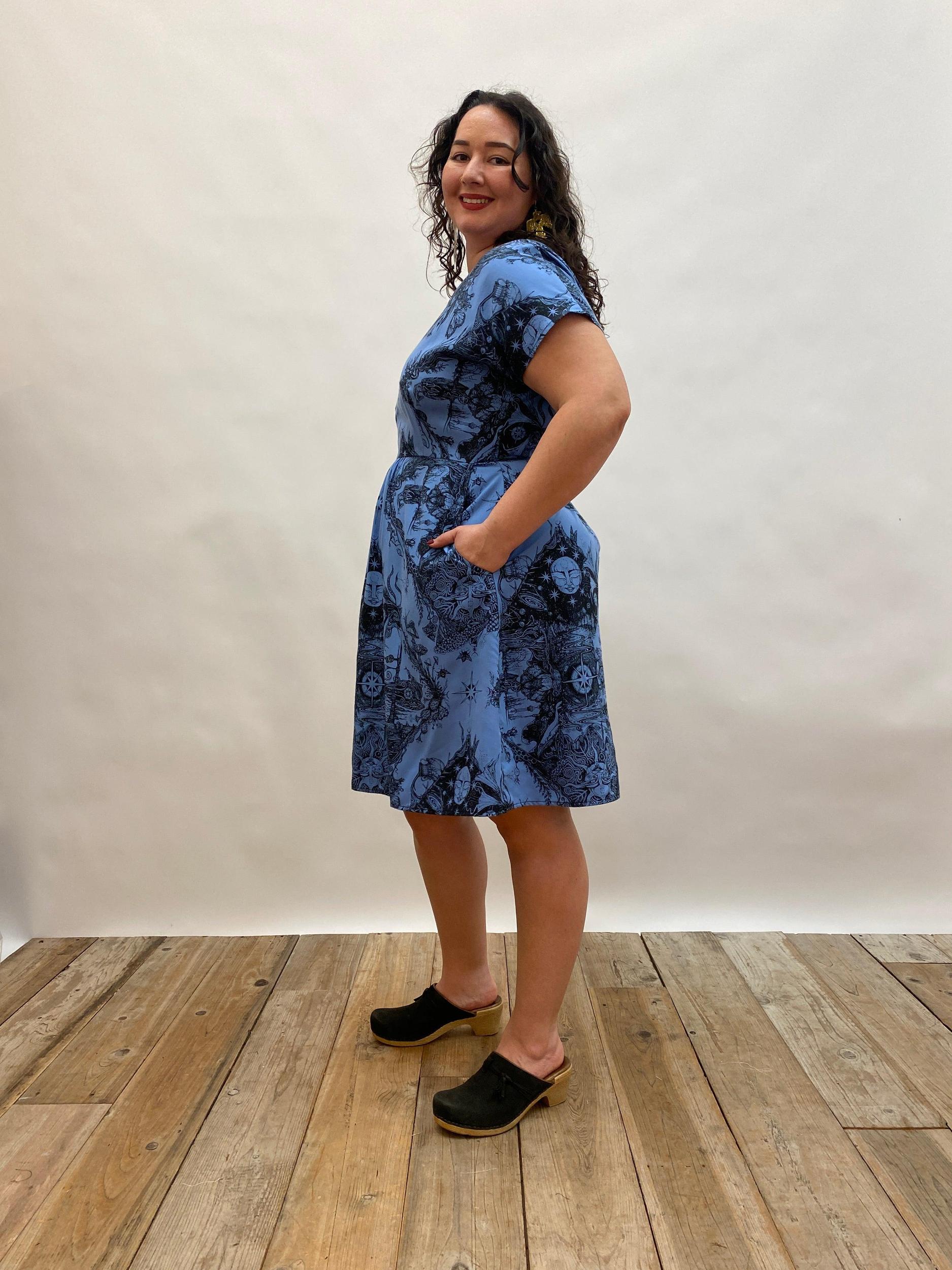 Dolman Dress in Earth Worship in Ocean Blue Product Image
