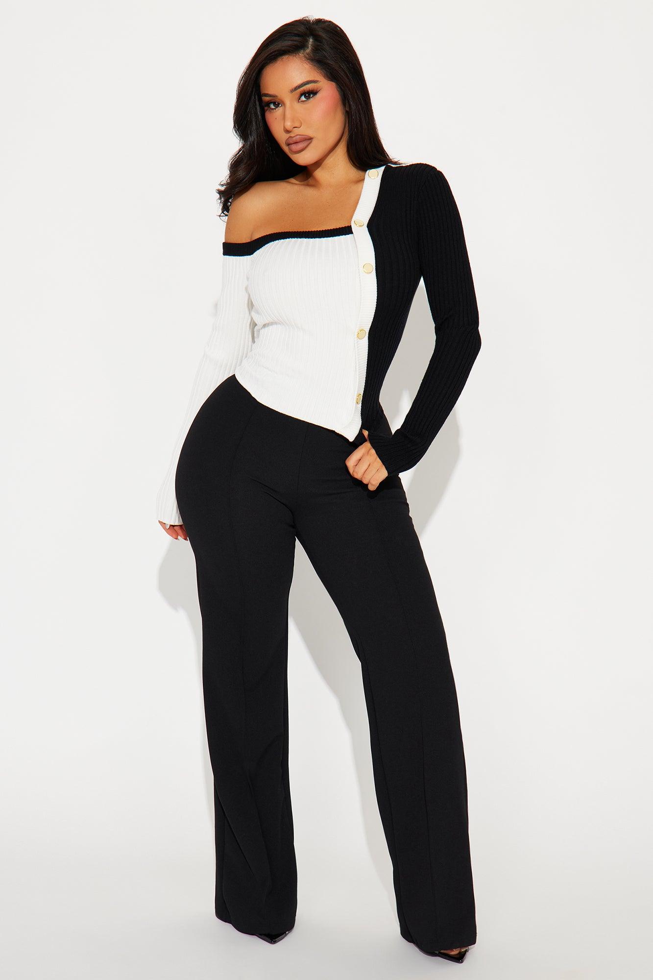 Time And A Place Color Block Sweater - Black/White Female Product Image