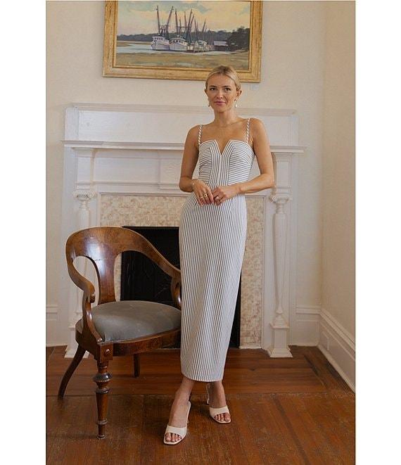 Antonio Melani x Style by Simkins Emma Stripe Print Square Neck Sleeveless Midi Dress Product Image