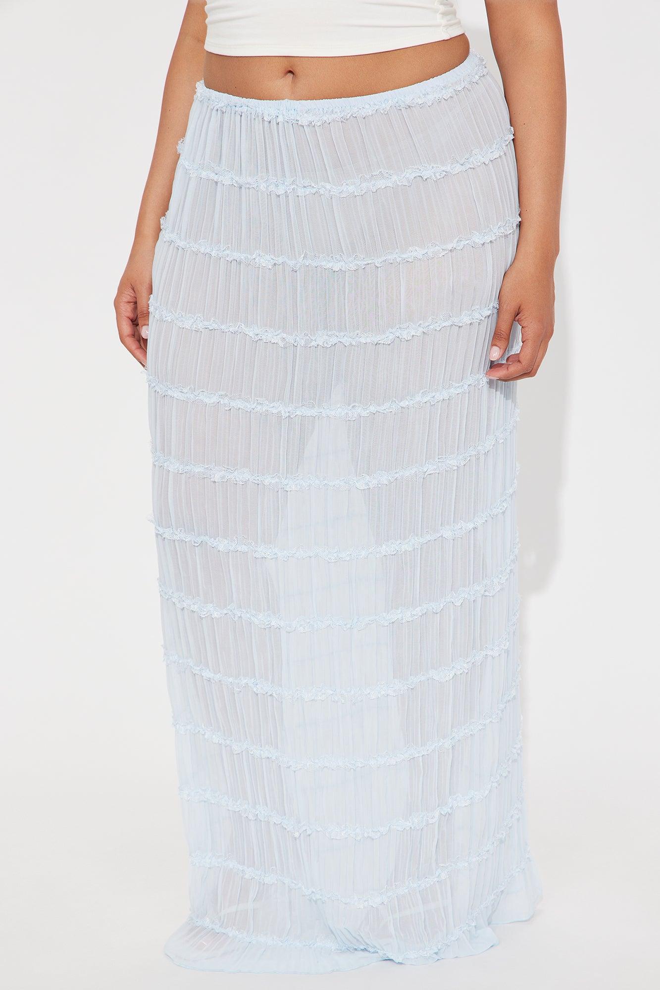 Delilah Tiered Sheer Maxi Skirt - Light Blue Product Image
