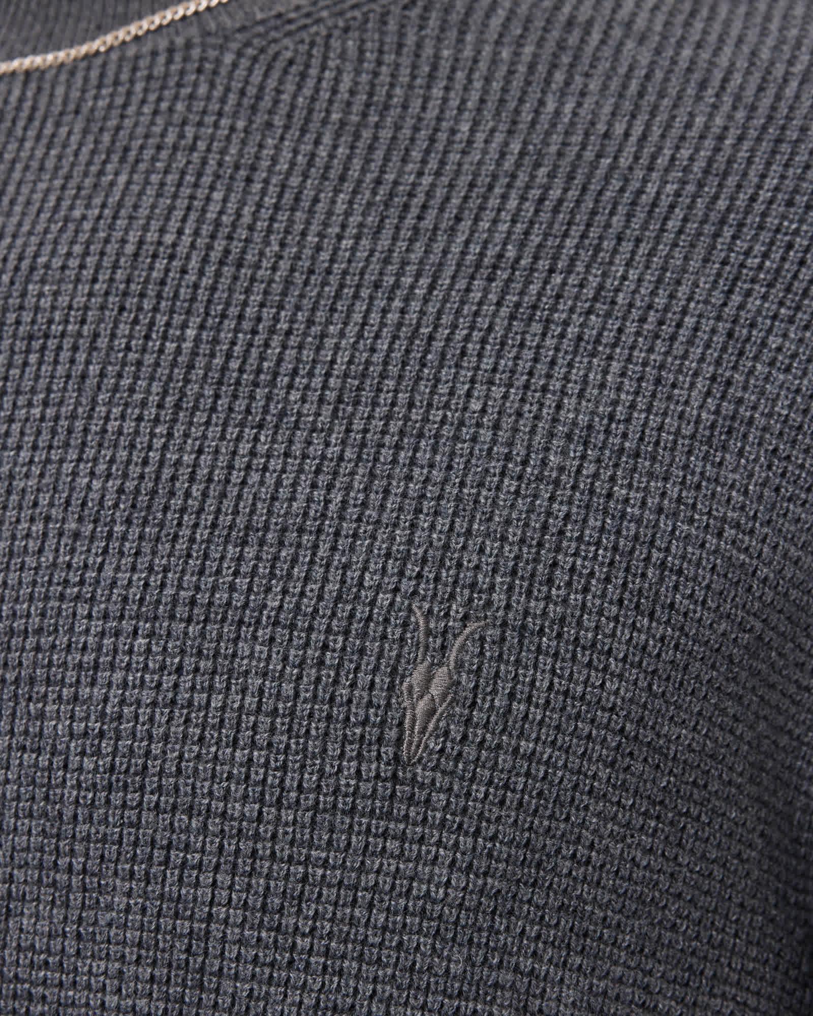 Aspen Crew Neck Waffle Sweater SLATE BLUE | ALLSAINTS US Product Image