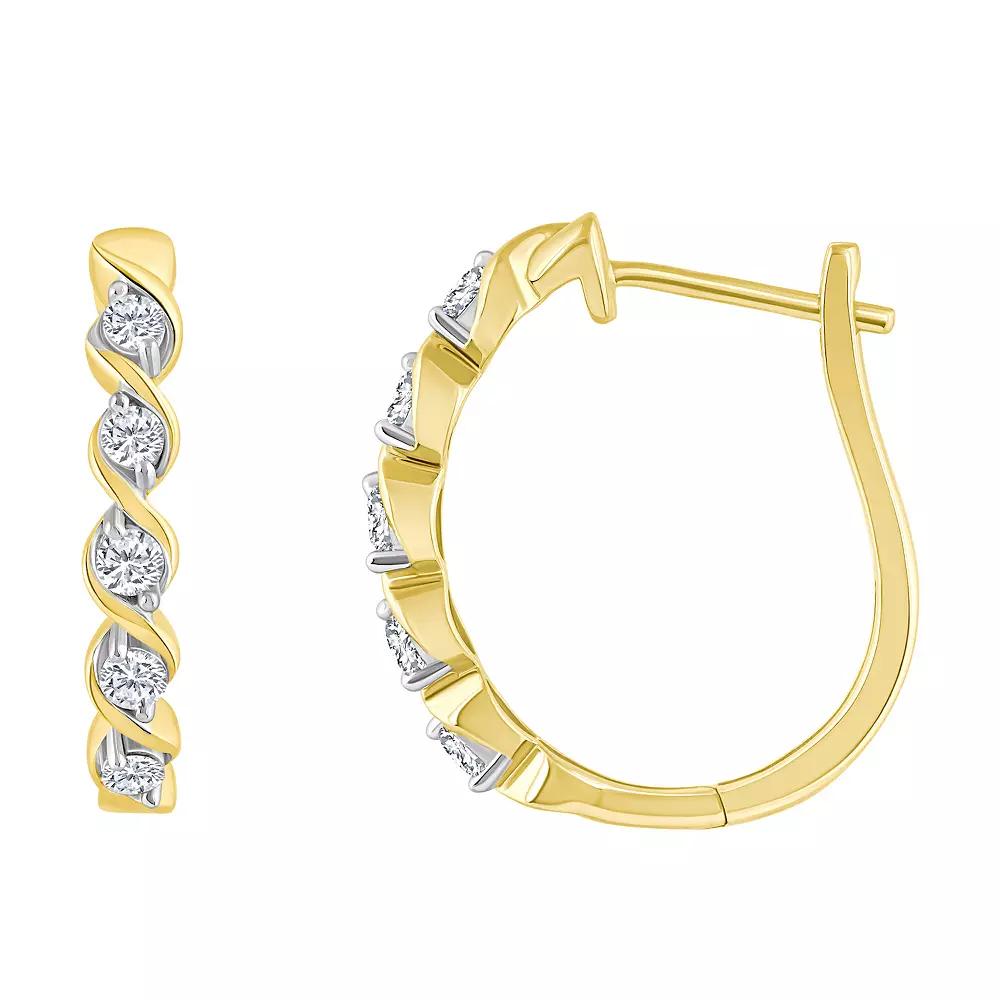 Celebration Gems 14k Gold 1/3 Carat T.W. Diamond Hoop Earrings, Women's Product Image