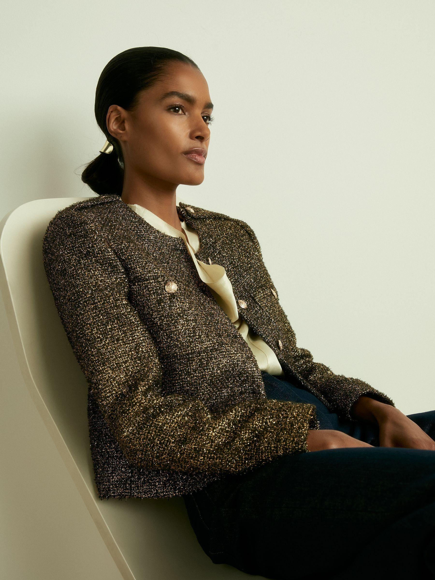 Lamé-Tweed Jacket in Gold Product Image