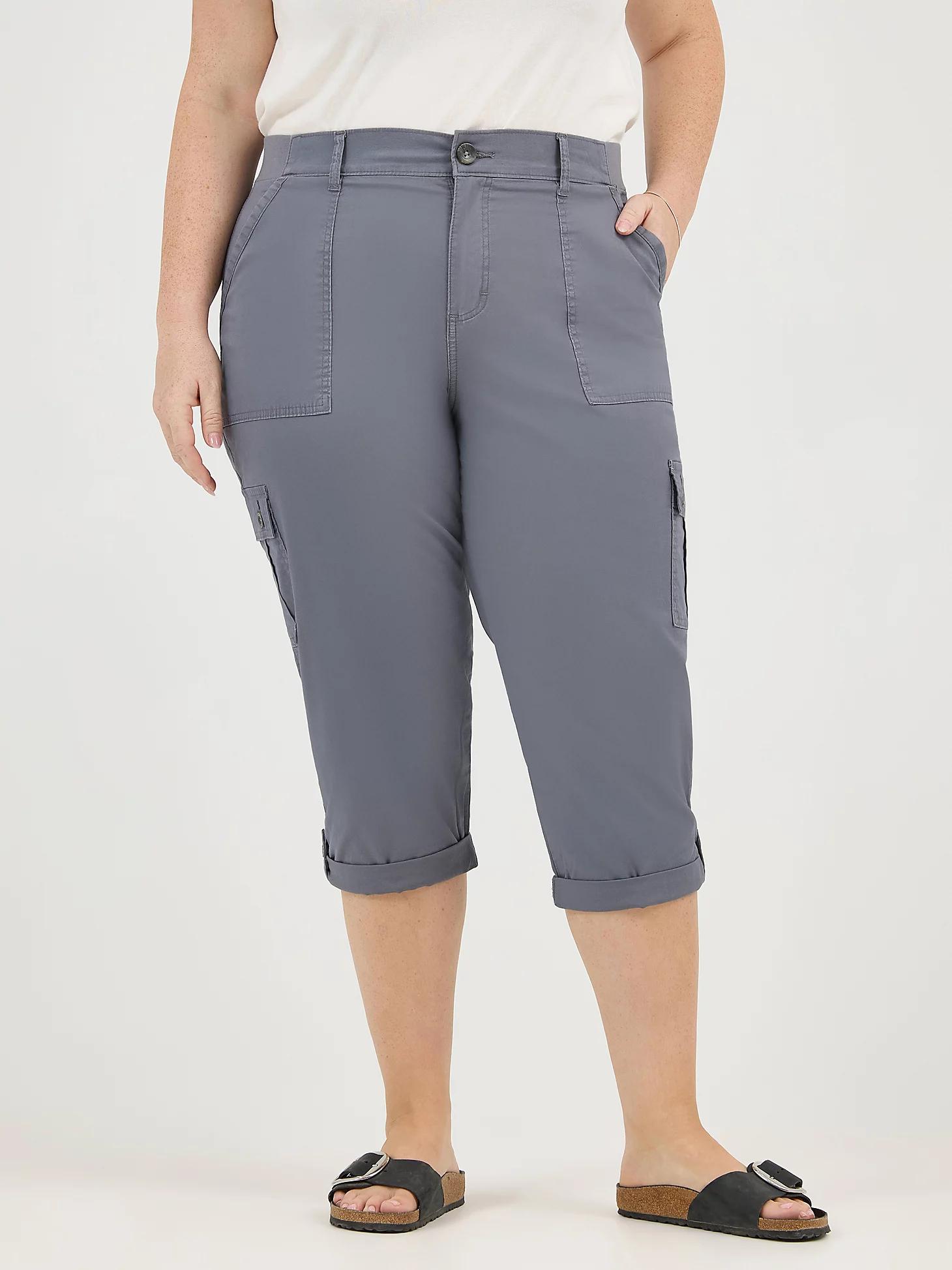 Women's Ultra Lux Comfort with Flex-To-Go Relaxed Fit Cargo Capri (Plus) | Women's Capris & Crops | Lee® Product Image