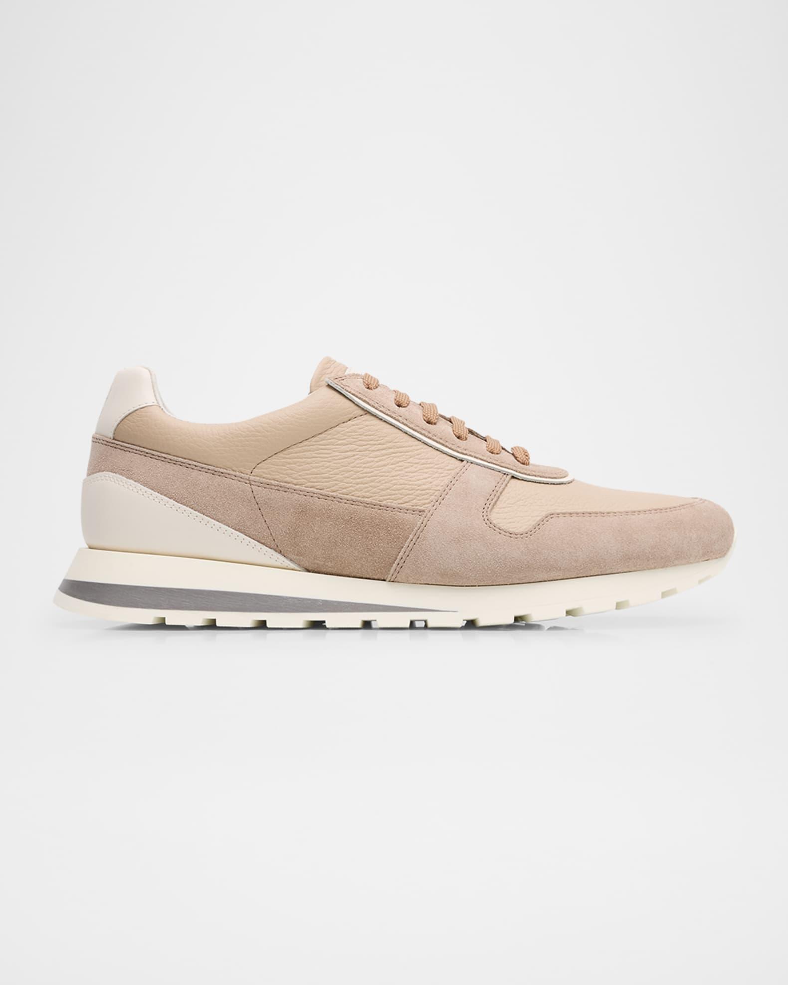 Men's Leather and Suede Runner Sneakers Product Image