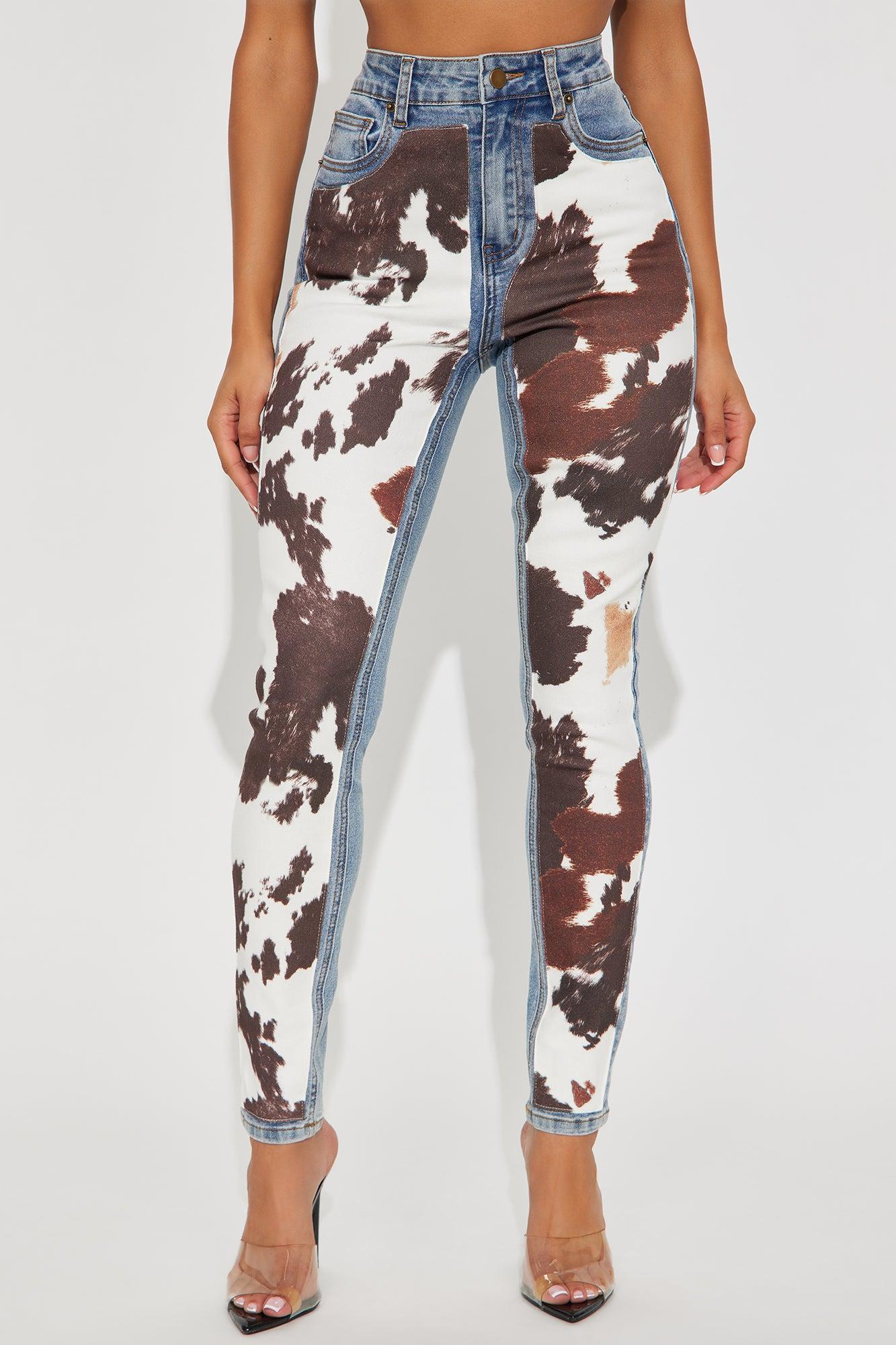 Spotted In Town Animal Print Skinny Jeans - Medium Wash Female Product Image