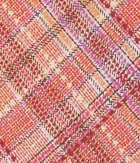 Liverpool Los Angeles Plus Size Multi Plaid Crew Neck Short Sleeve Front Twist Top Product Image