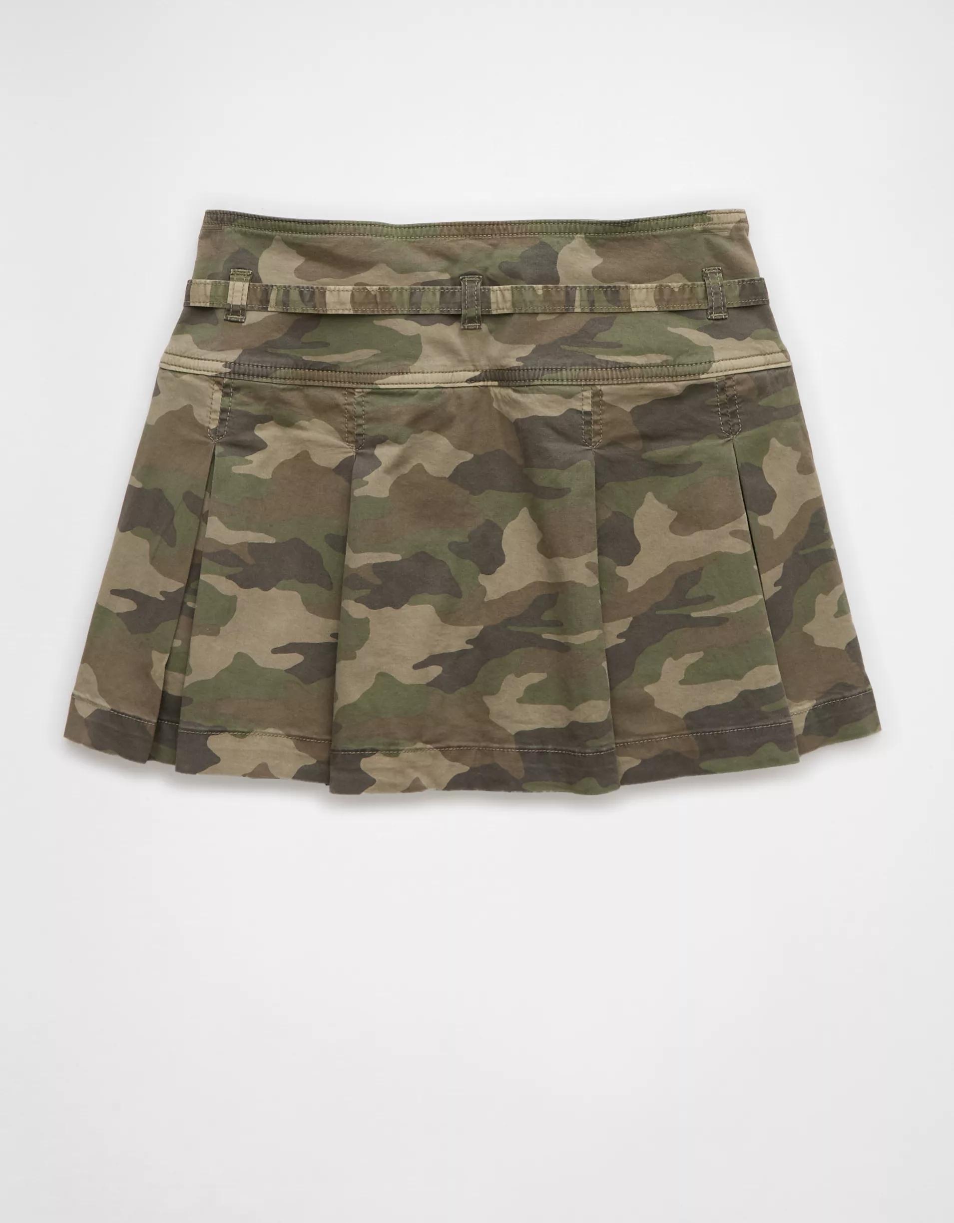 AE Stretch Low-Rise Pleated Camo Mini Skort Product Image