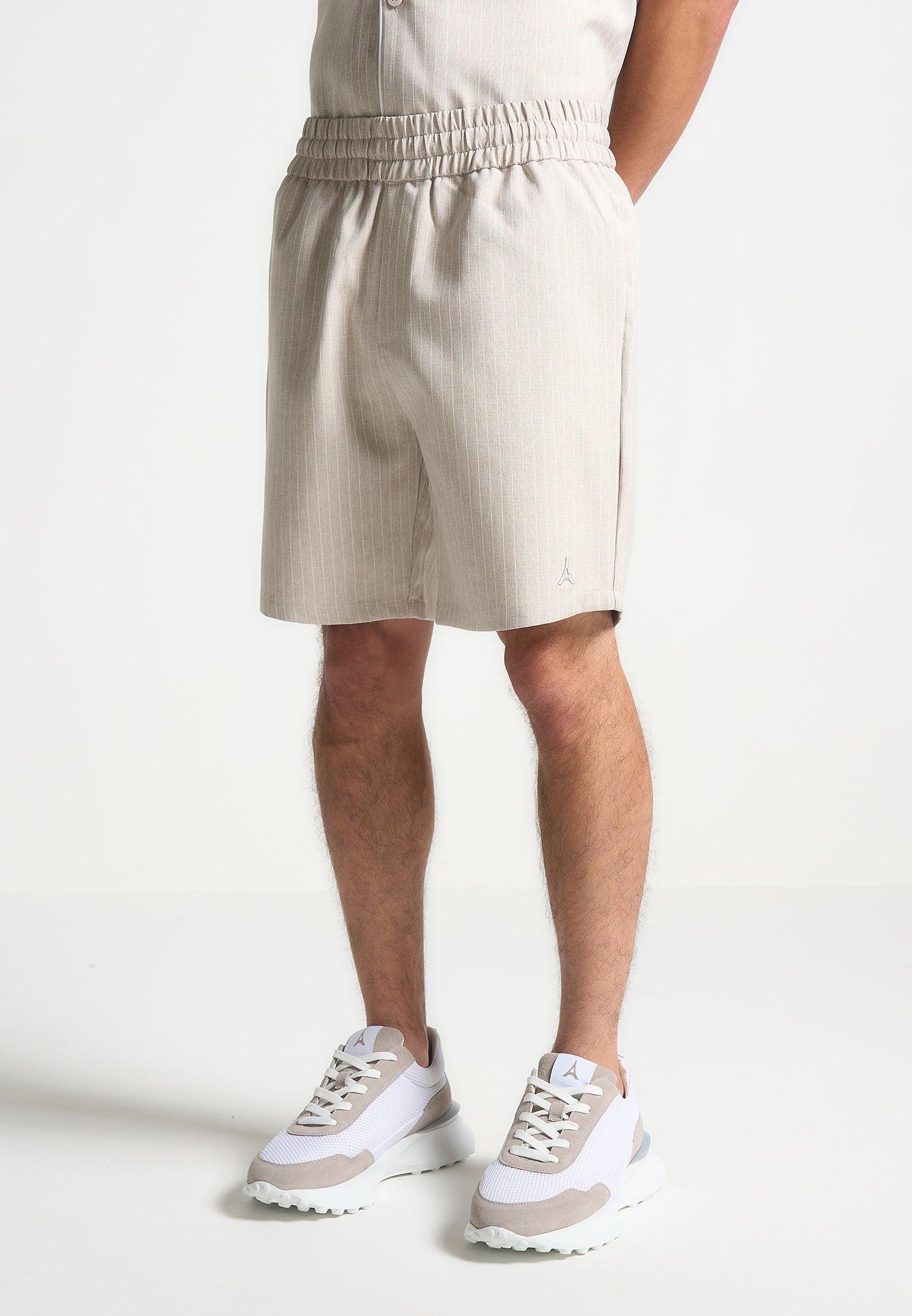 Pinstripe Shorts - Beige Male Product Image