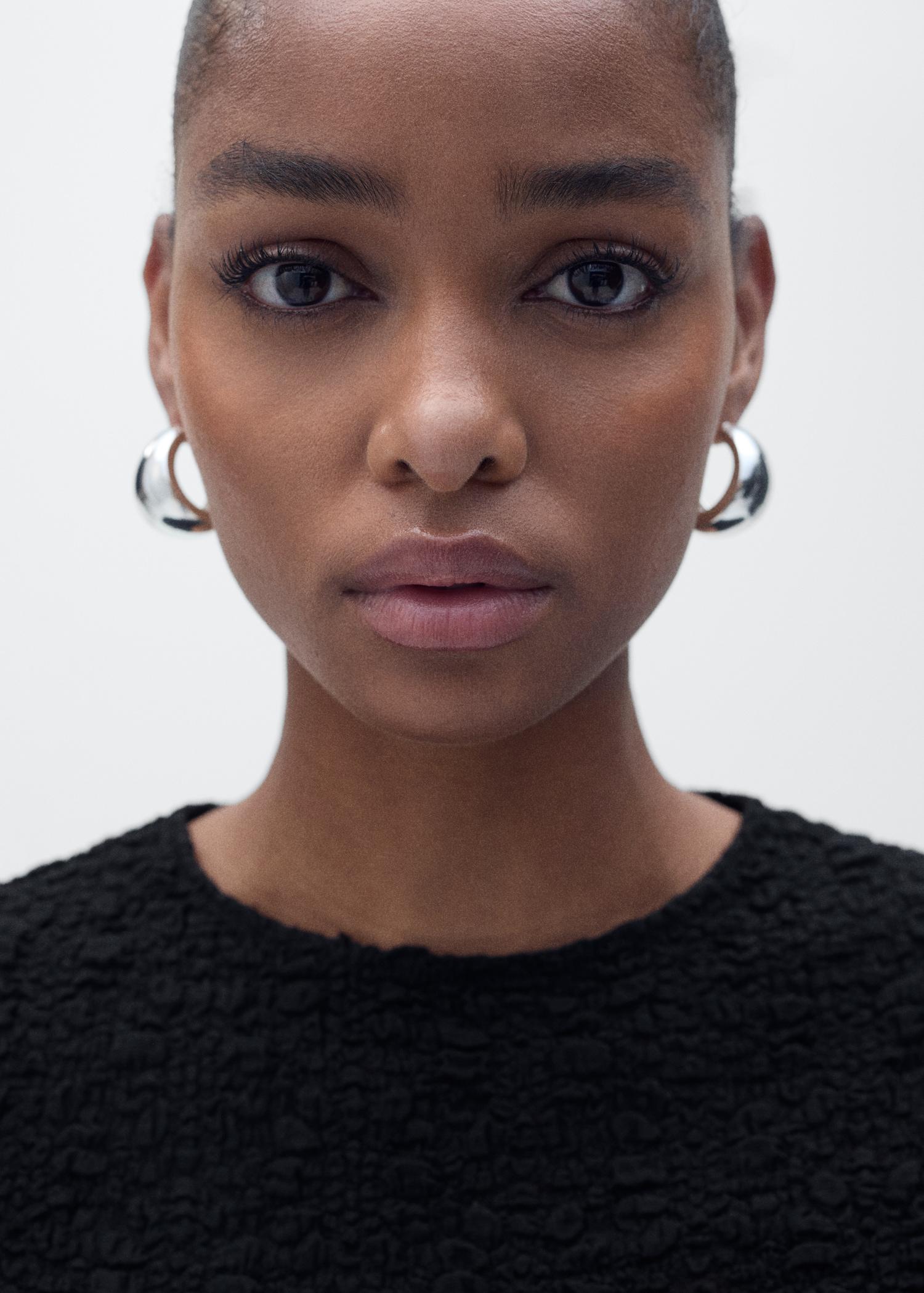 Textured cotton-blend t-shirt - Women | MANGO USA Product Image