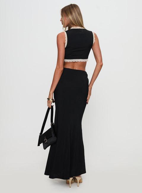 Keila Lace Trim Maxi Dress Black / Cream Product Image