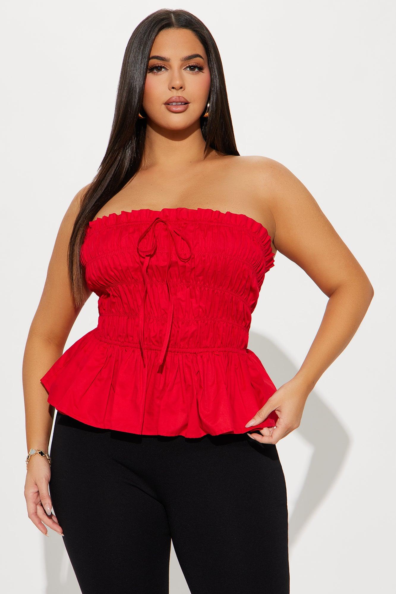 Beloved Sweetheart Smocked Tube Top - Red Product Image