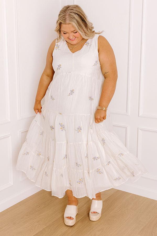 Chasing Wildflowers Embroidered Midi Dress Curves Product Image