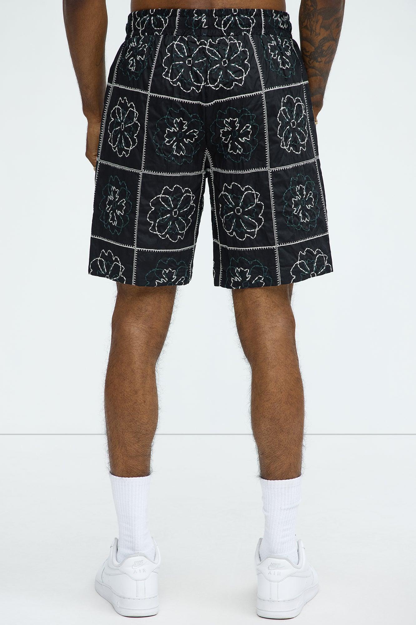 Tropical Bloom Cotton Shorts - Black/combo Product Image