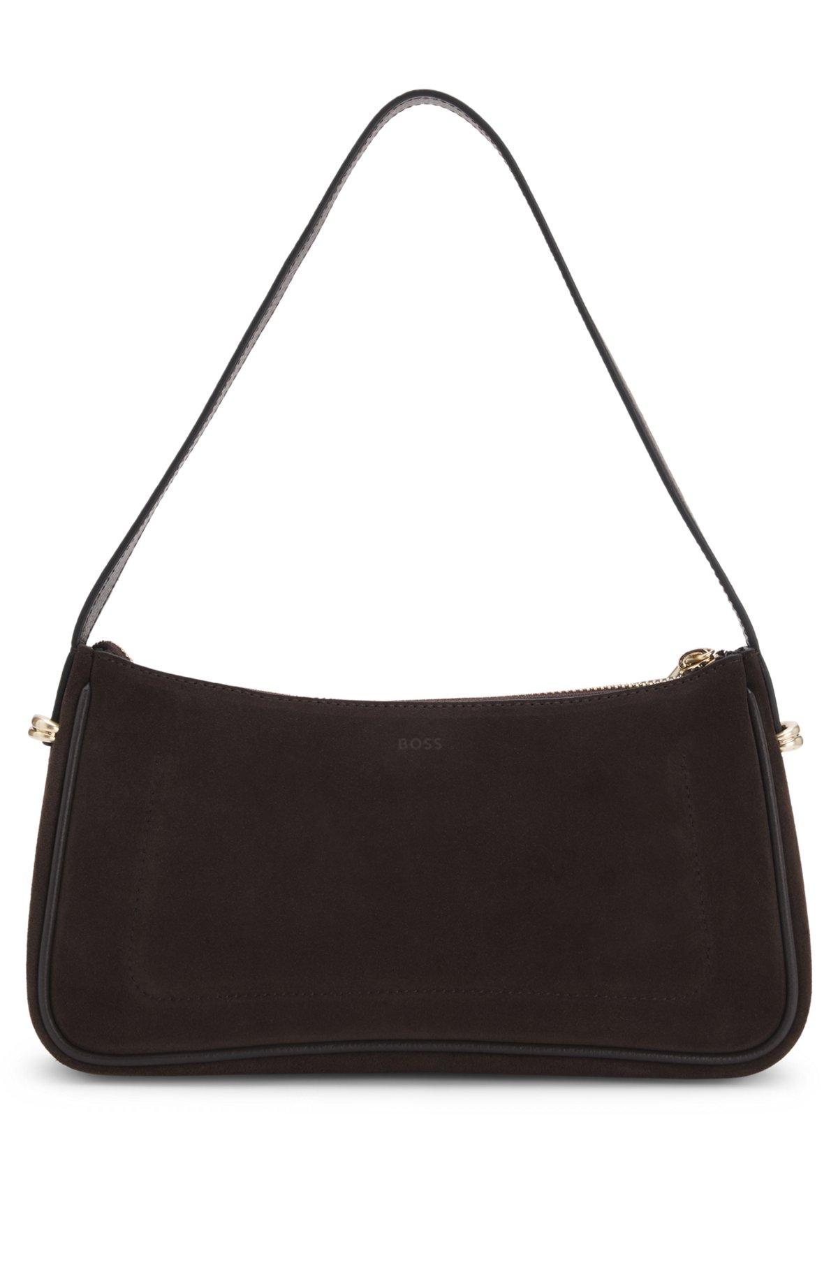 Suede shoulder bag with metallic Double B monogram Product Image