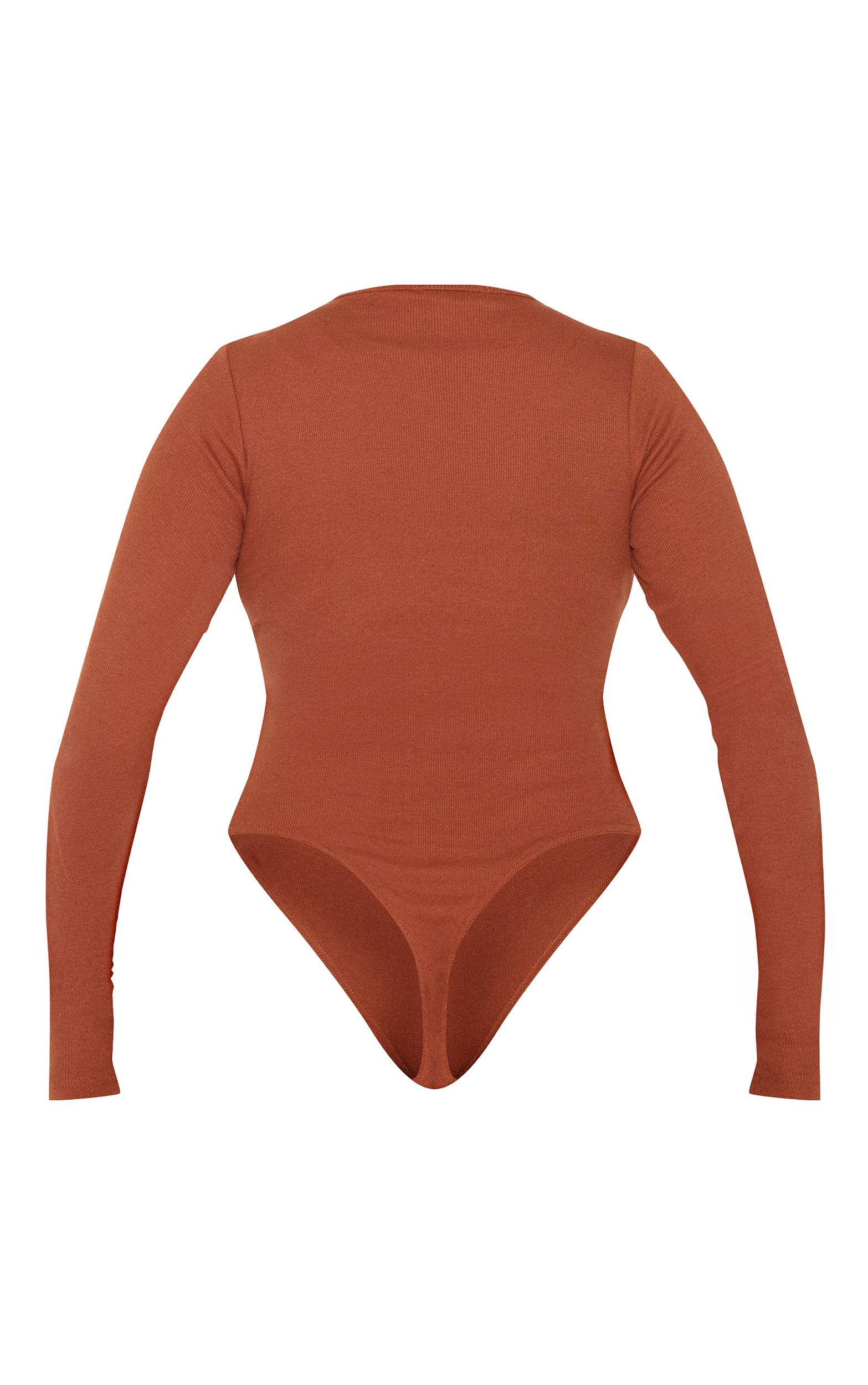Plus Rust Basic Rib Long Sleeve Bodysuit Product Image