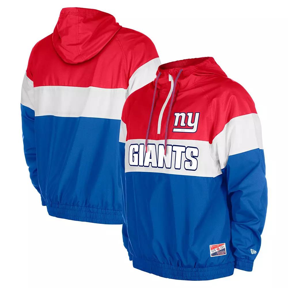 Men's New Era Royal New York Giants 3rd Down Raglan Quarter-Zip Windbreaker Jacket,  Product Image