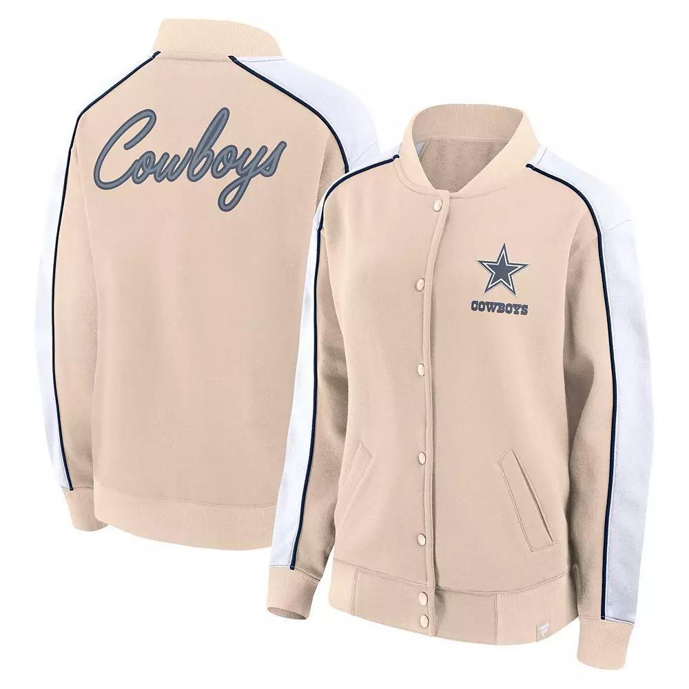 Women's Fanatics Branded Tan Dallas Cowboys Lounge Full-Snap Varsity Jacket, Size: Medium, Team Product Image
