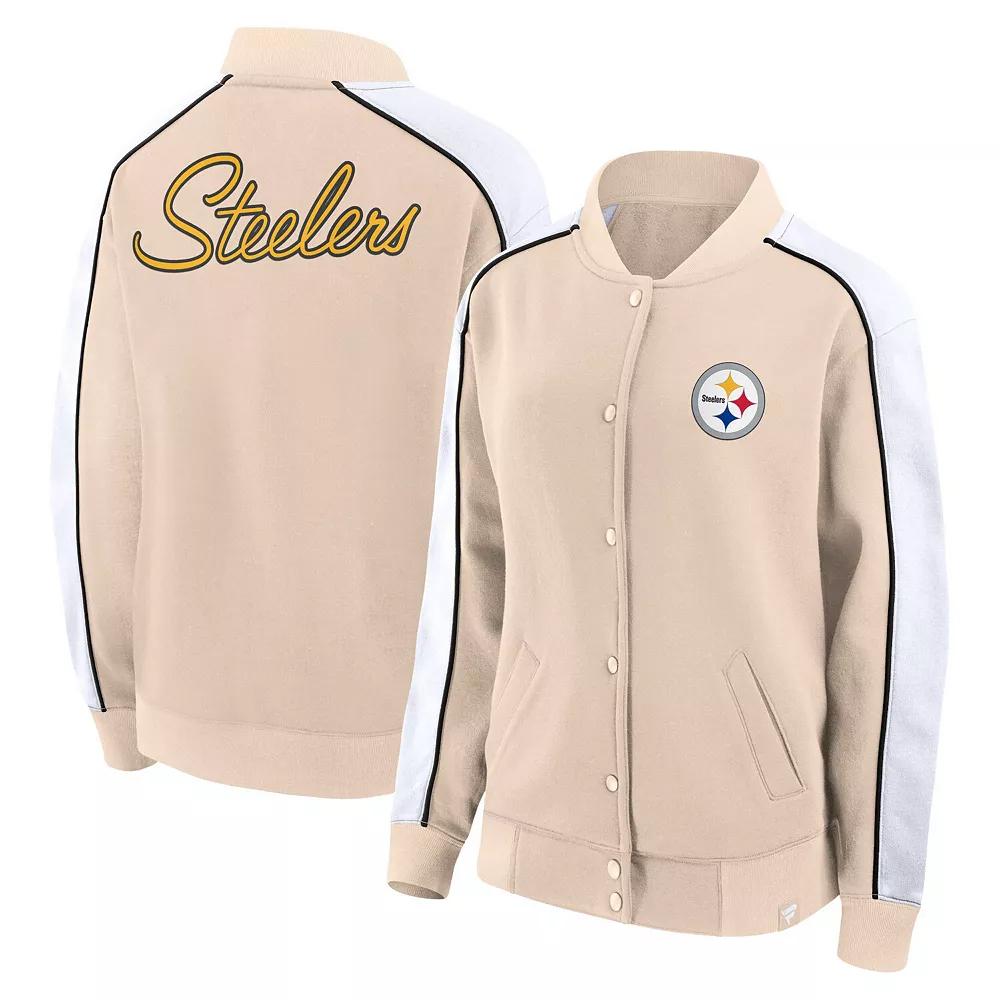 Women's Fanatics Branded Tan Pittsburgh Steelers Lounge Full-Snap Varsity Jacket, Size: XS, Team Product Image