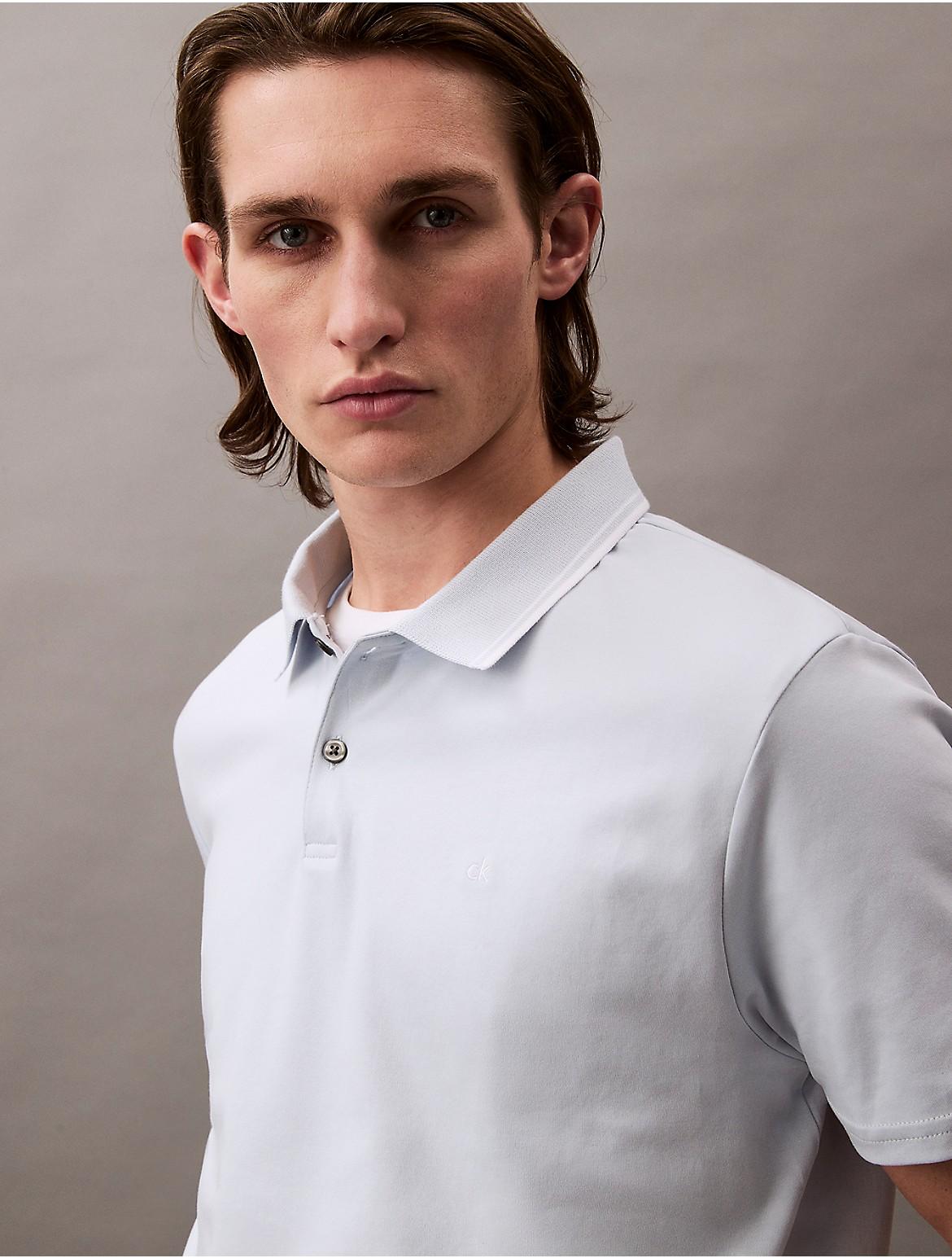 Calvin Klein Mens Liquid Touch Tipped Collar Polo Shirt - Neutral Product Image