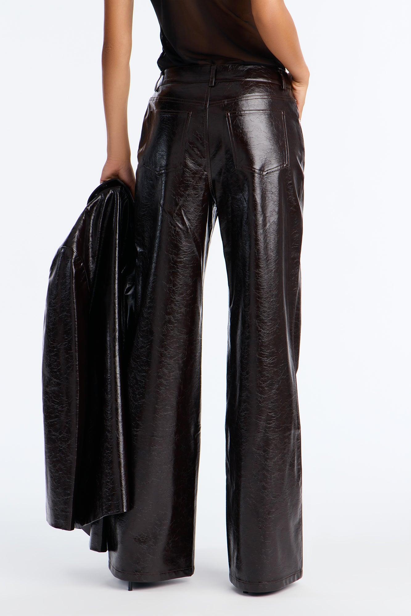 Catalina Faux Patent Leather Pants - Chocolate Female Product Image