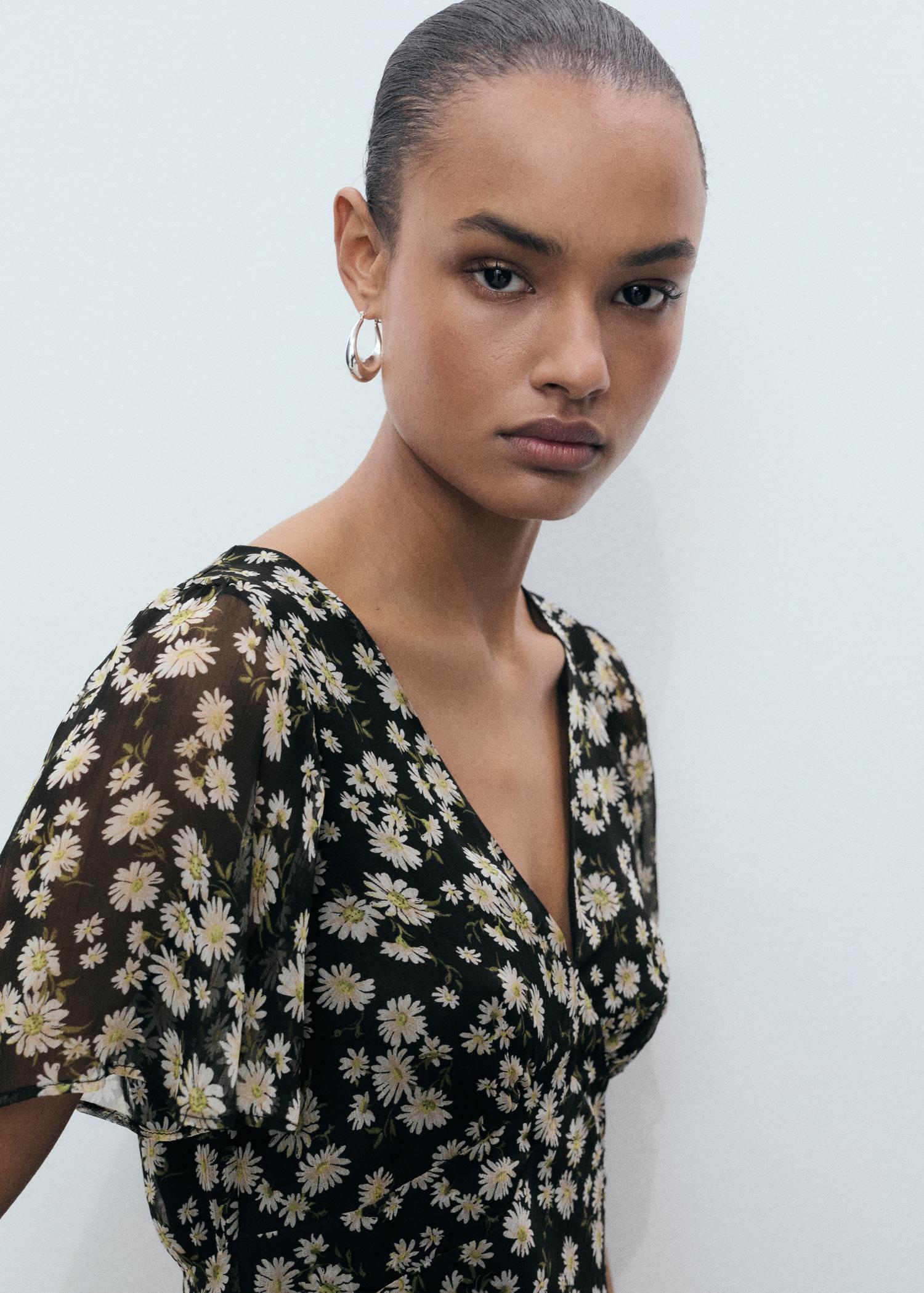 Floral-print straight-fit midi-dress - Women | MANGO USA Product Image