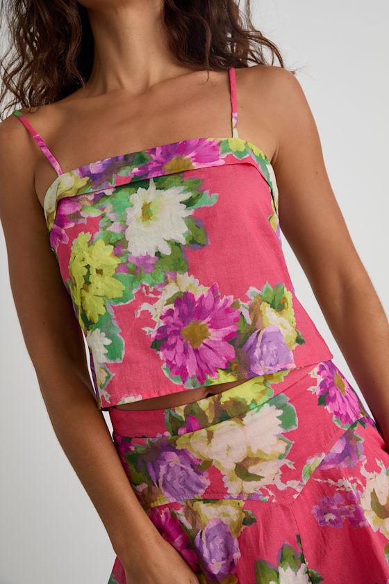 Tova Hot Pink Multi Floral Cami Top Product Image