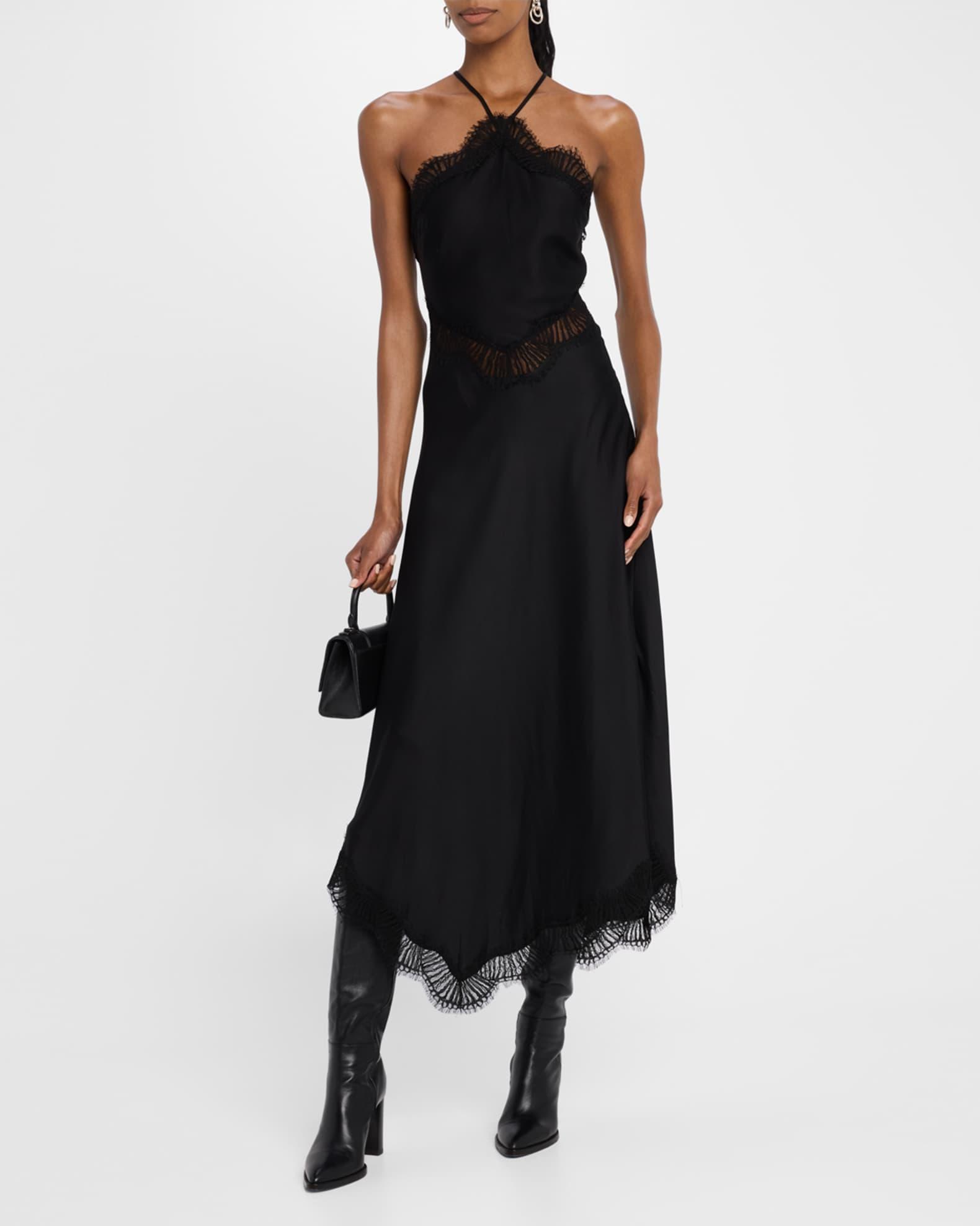 Lucia Lace Satin Halter Midi Dress  Product Image