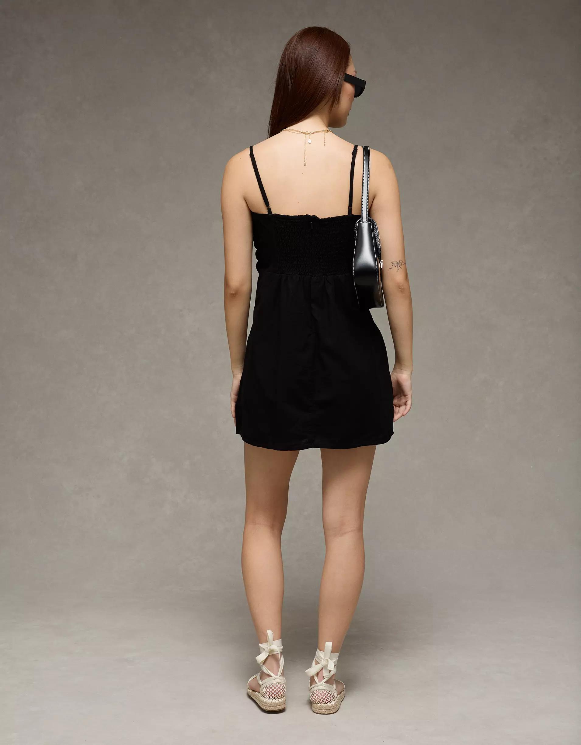 AE Linen-Blend Ruched Mini Dress Product Image