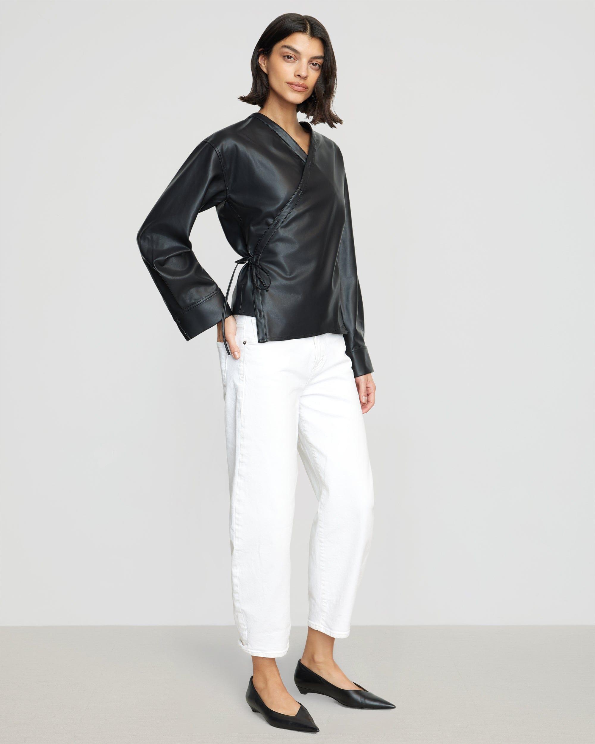 Sarit Vegan Leather Wrap Top Product Image