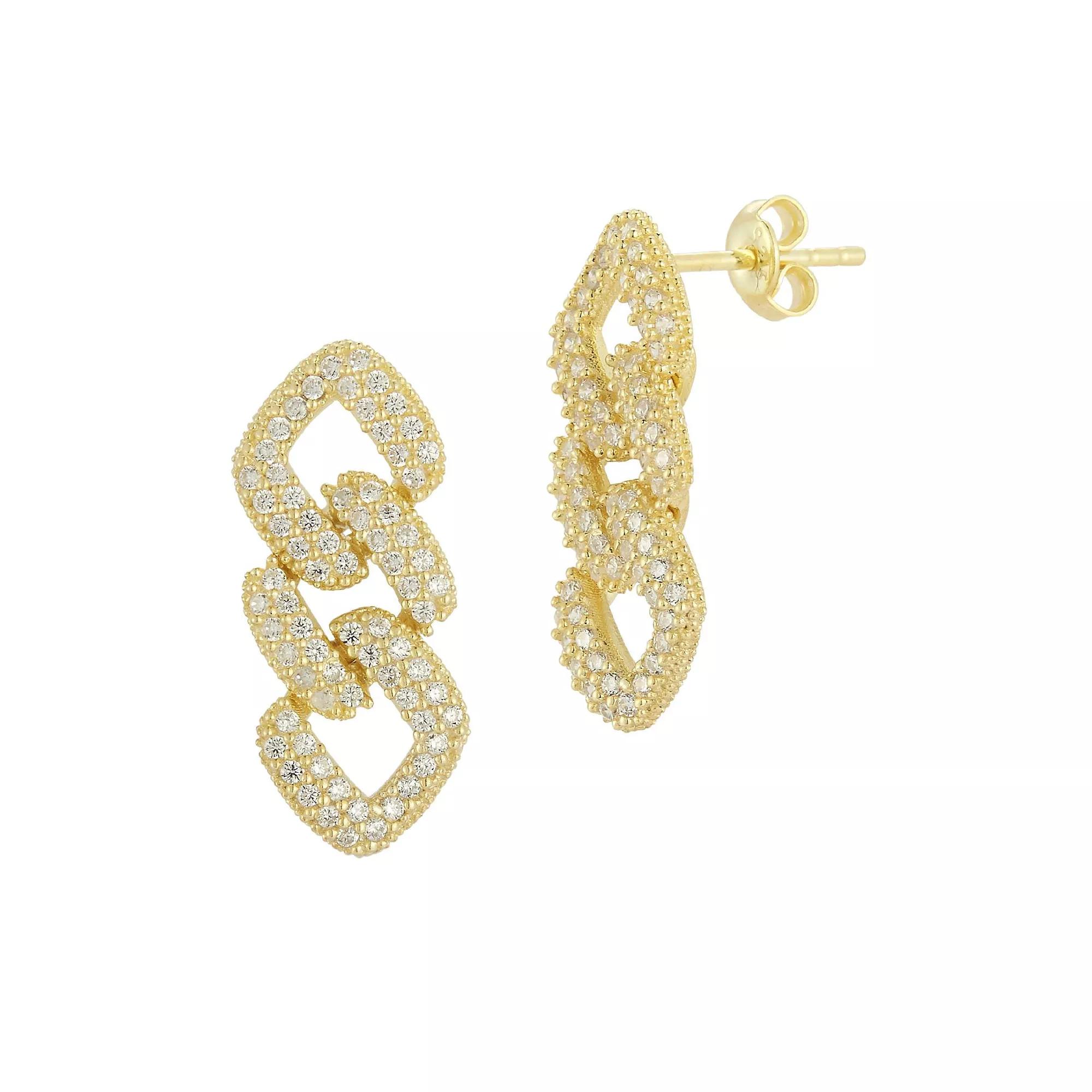 Sunkissed Sterling Cubic Zirconia Link Drop Earrings, Women's, Gold Tone Product Image