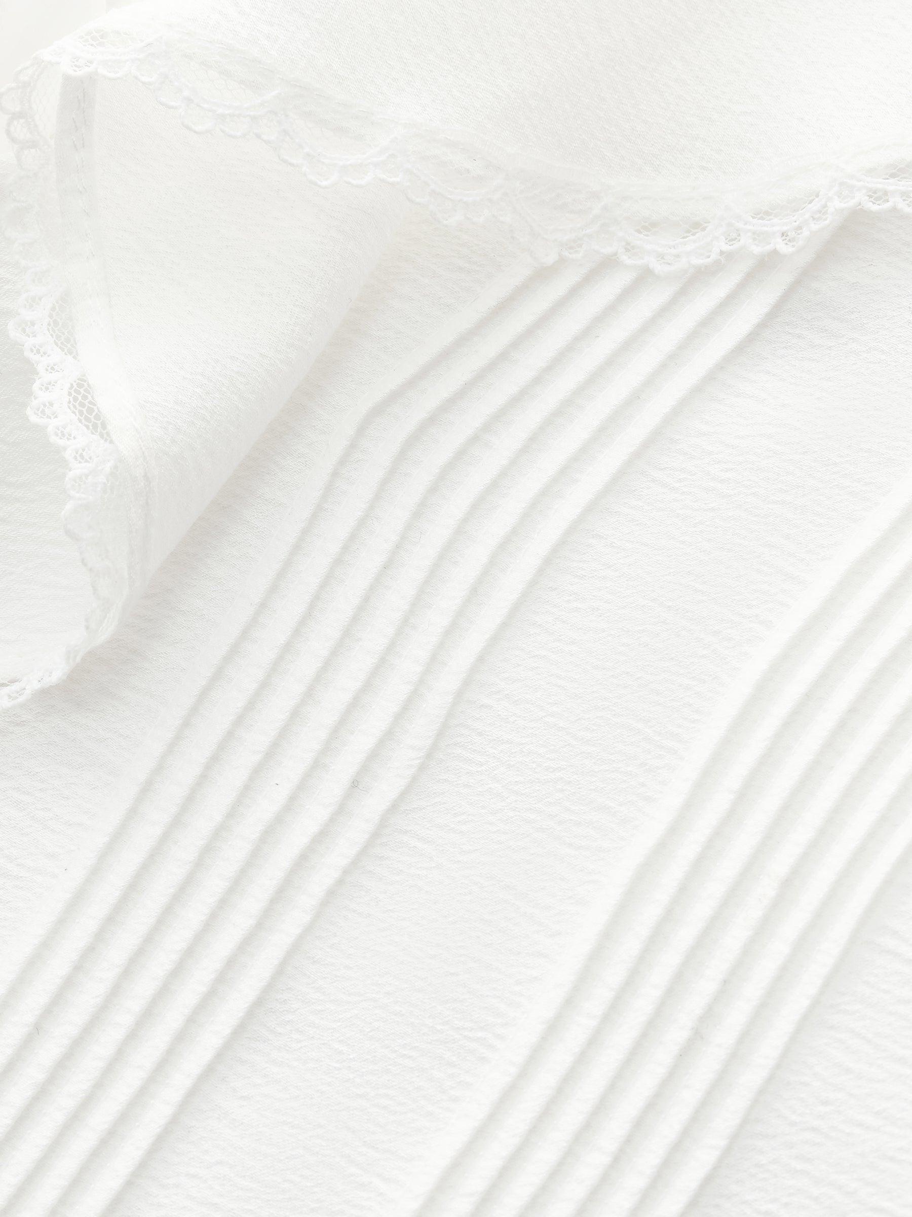 Acetate Blend Ruffle V-Neck Women Blouse Product Image