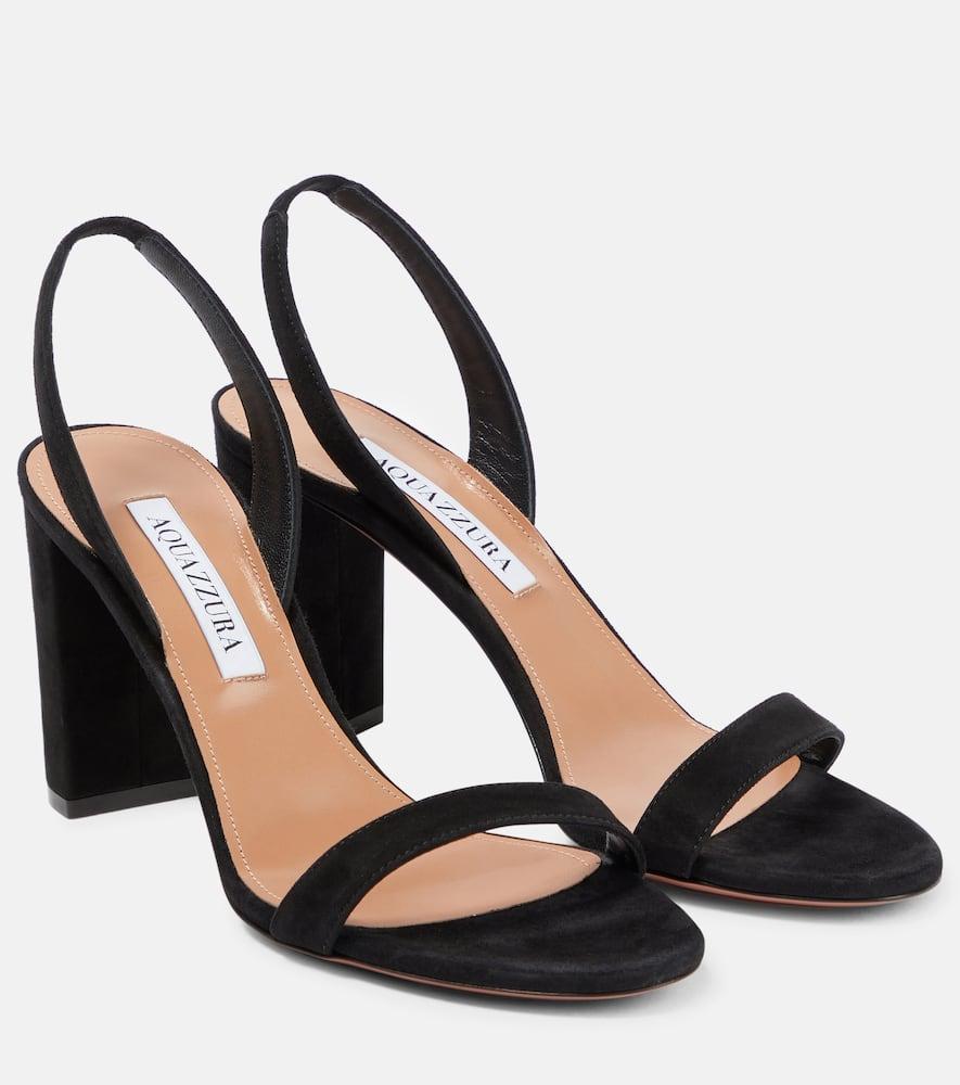 AQUAZZURA So Nude 85 Leather Slingback Sandals In Black Product Image