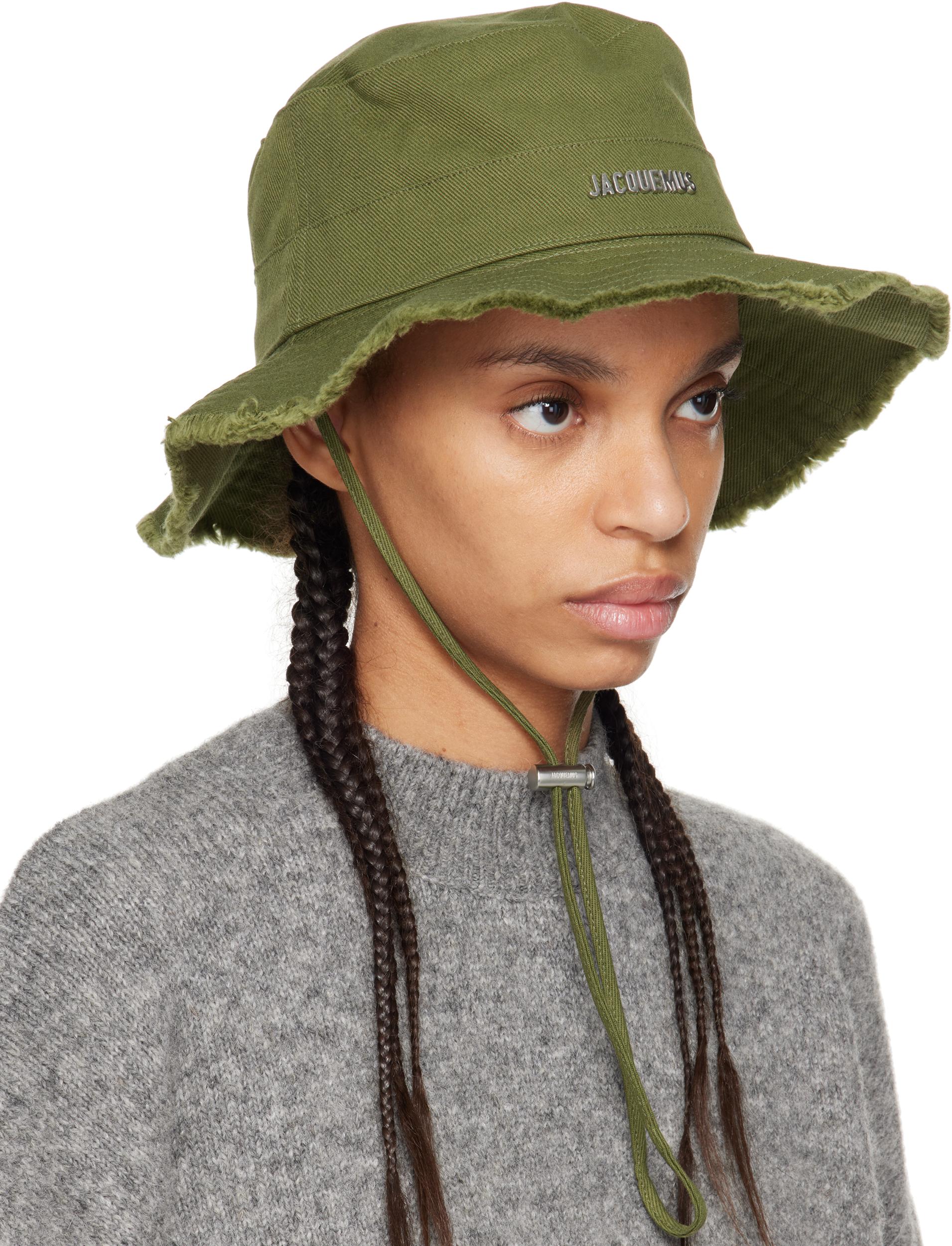 JACQUEMUS Mens Khaki Le Bob Artichaut Logo-plaque Cotton Bucket Hat Product Image
