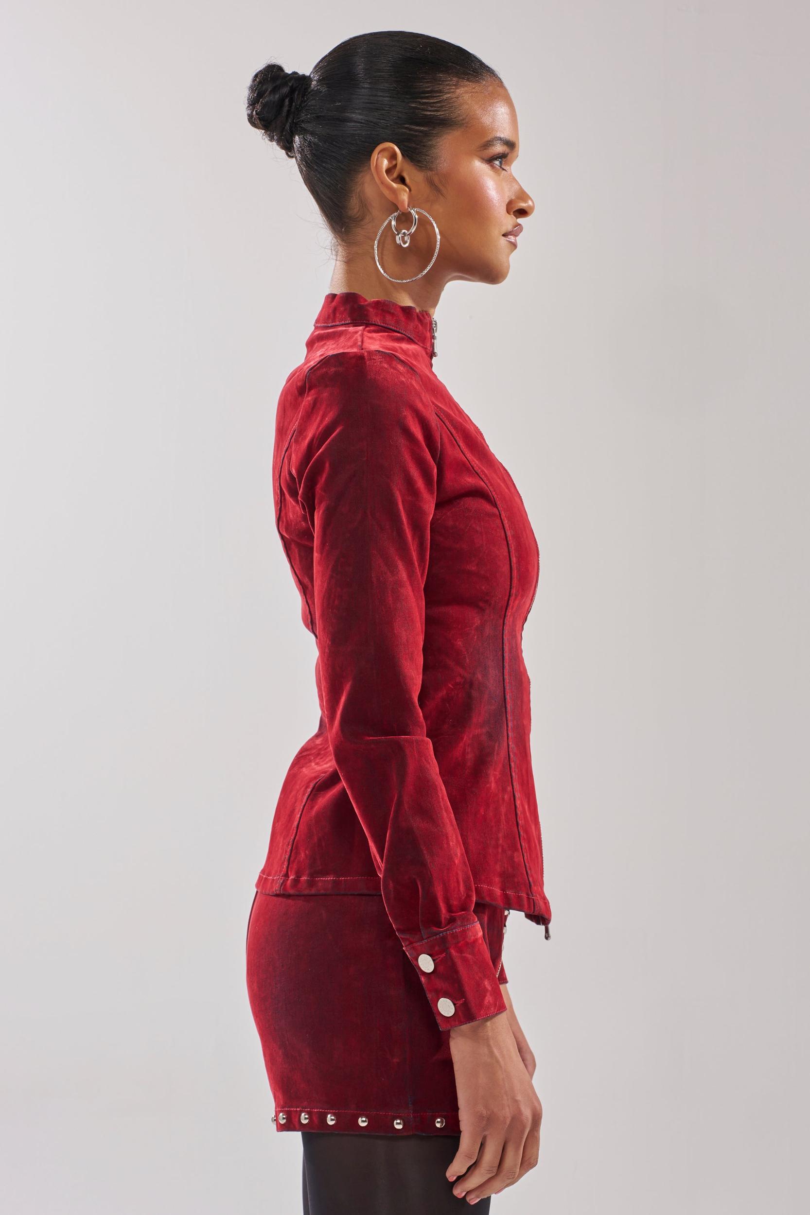 RODEO VIBES VELVET DENIM ZIP UP Product Image