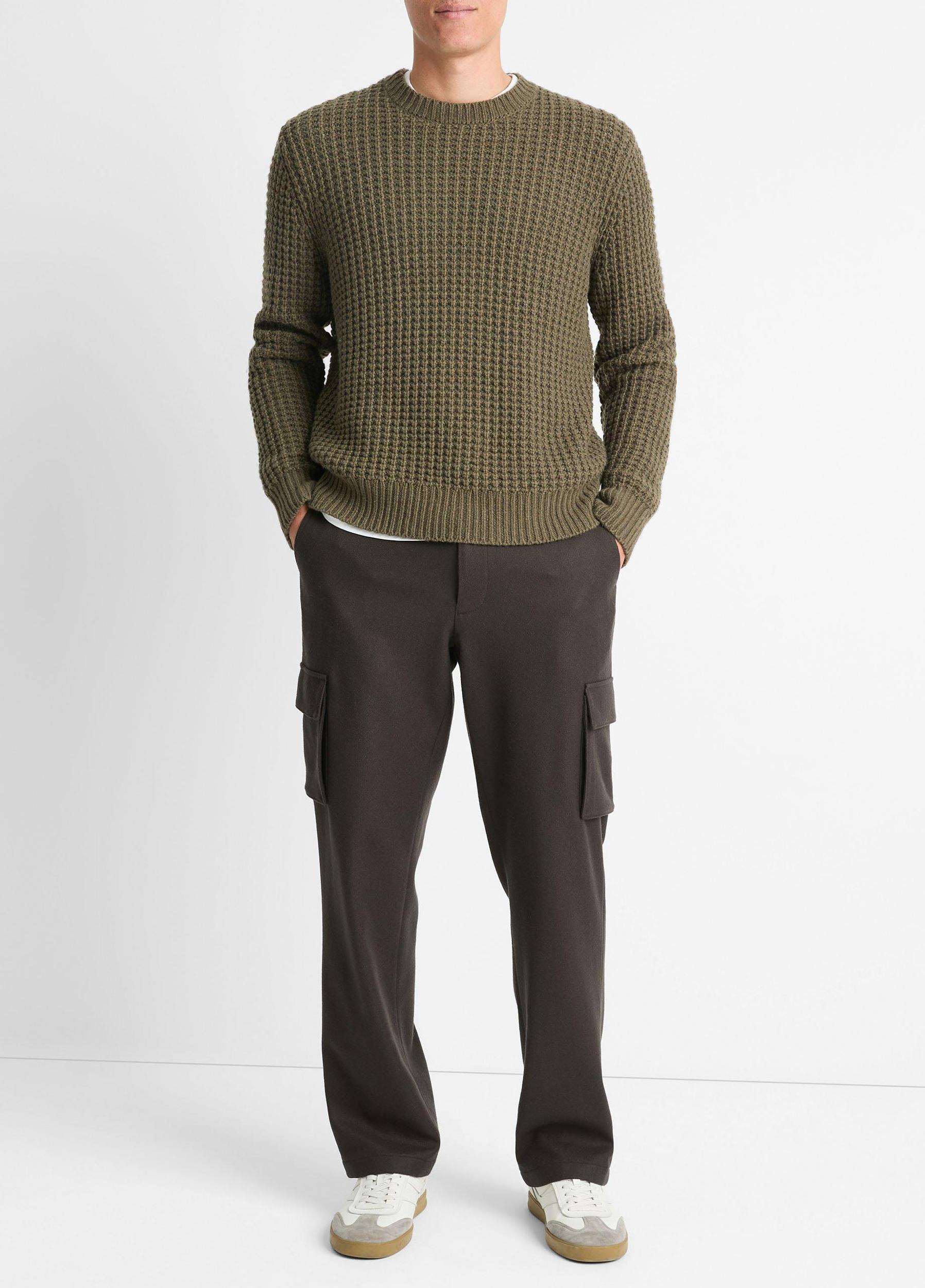 Mens Macro-waffle Crew Neck Sweater Vince Product Image