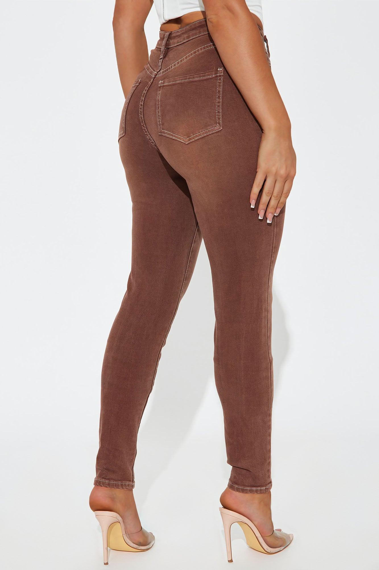 Tall Give It A Shot Stretch Skinny Jeans - Brown Product Image