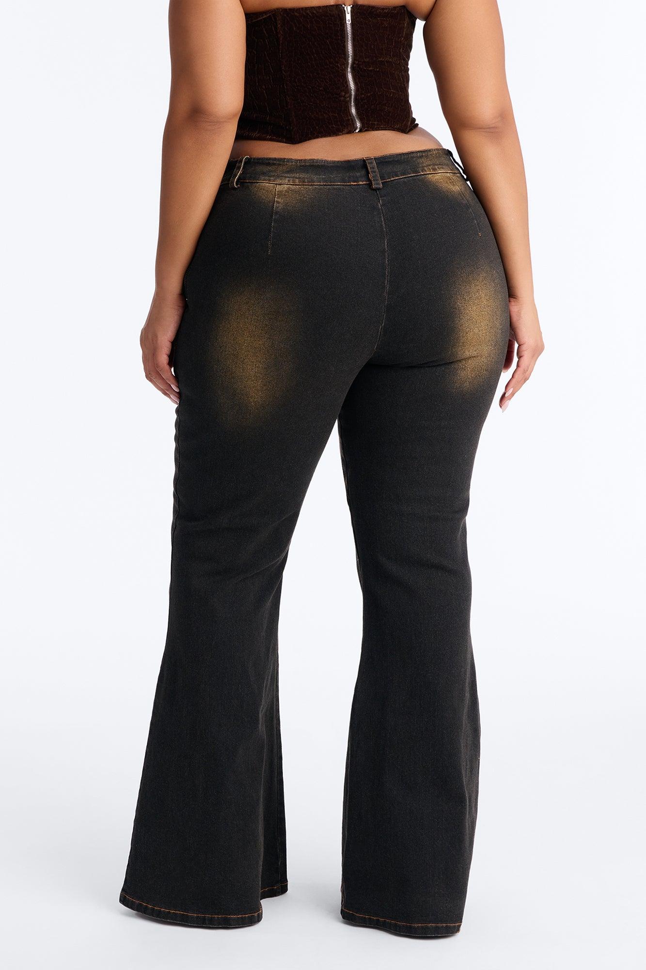 Blake Low Rise Washed Flare Pant 33″ - Black Wash Female Product Image