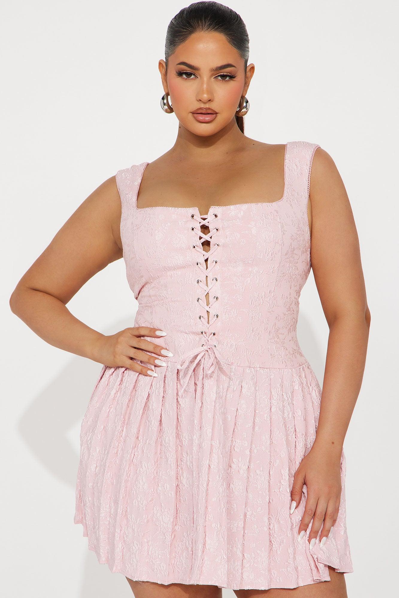 Amelia Jacquard Mini Dress - Pink Product Image