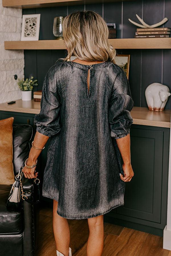 Loving Smiles Denim Mini Dress in Vintage Black Product Image